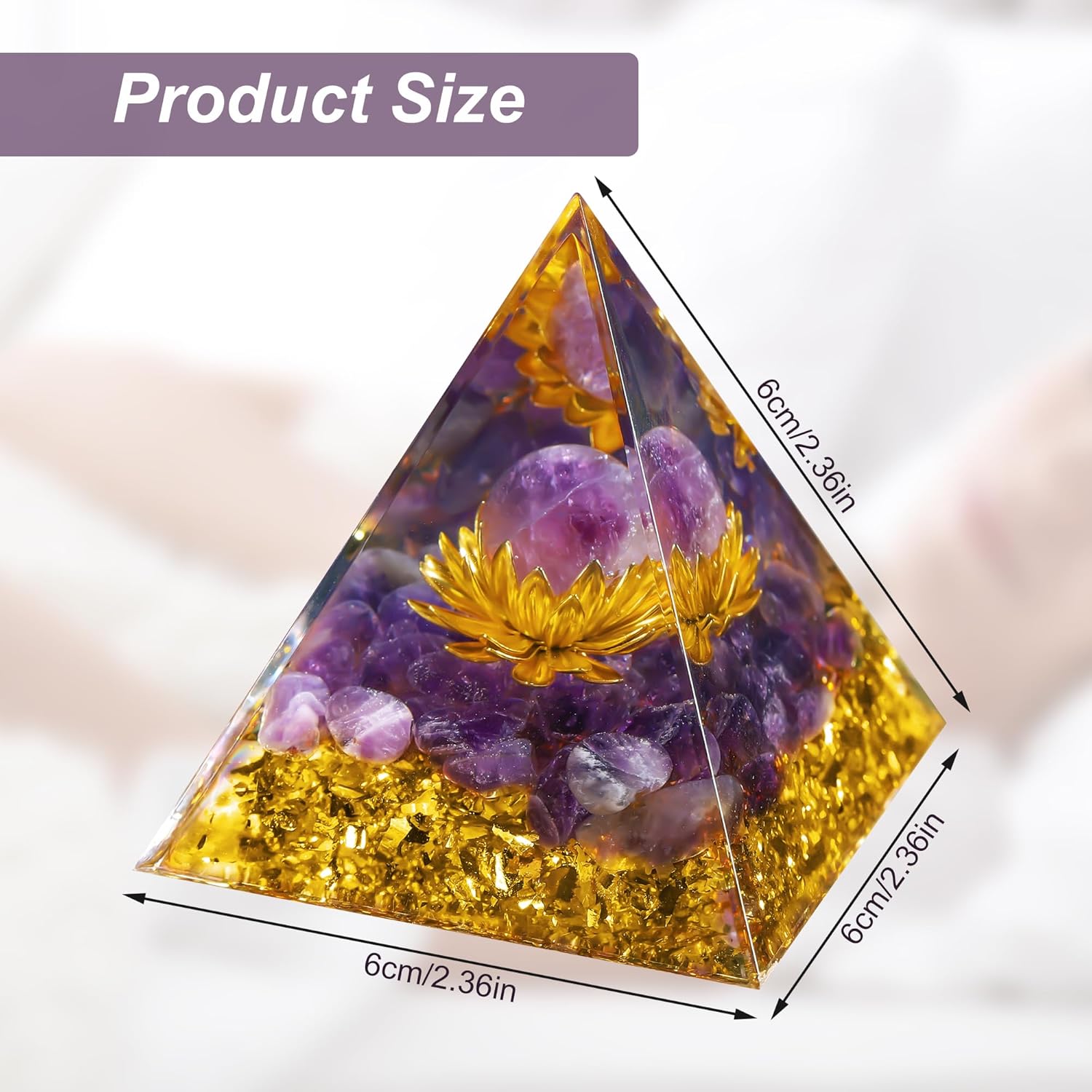 Hejo Pyramide Kristall, Amethyst Energiekristall Orgonit Pyramide, Blume des Lebens Kristall Orgonit Pyramiden, Heilung Kristall Geschenke, Natur Reiki Kristalle für Heilung Chakra Meditation