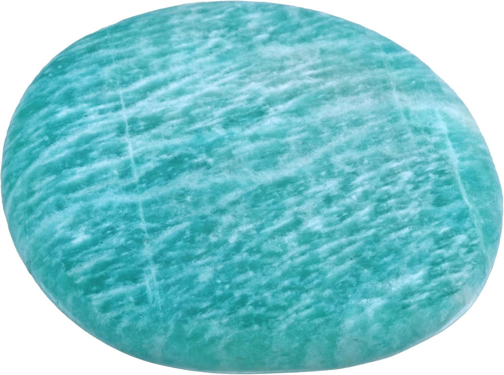Amazonite Gemstone Disc Stone 3-5 cm + Gemstone Card | Worry Stone Pocket Stone Massage Stone Lebensquelle Plus