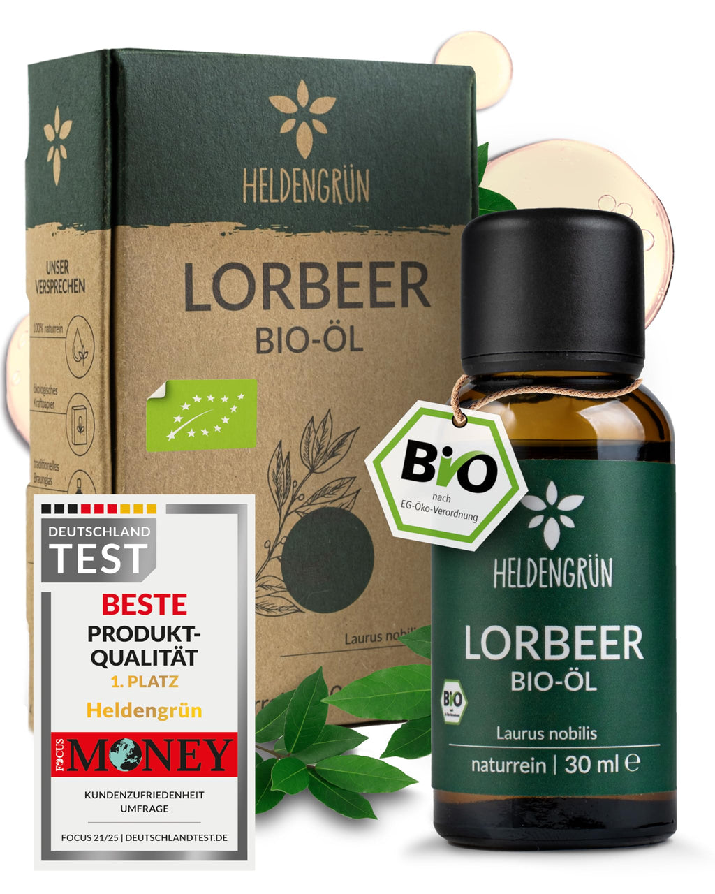 Heldengrün® BIO Orangenöl [100% NATURREIN] Kaltgepresst aus echten Orangen - Orangenöl zum Verzehr - Ätherisches Öl - Duftöl Orange Oil