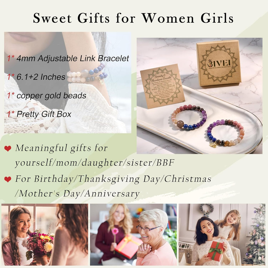 Bivei Naturstein Chakra Armband - Echte Edelsteine, Damen Kristall Armband mit Lebensbaum-Anhänger, Yoga Energie Armband für Damen, 7 Chakren Heilstein-Armband, Valentinstagsgeschenk für sie/ihn