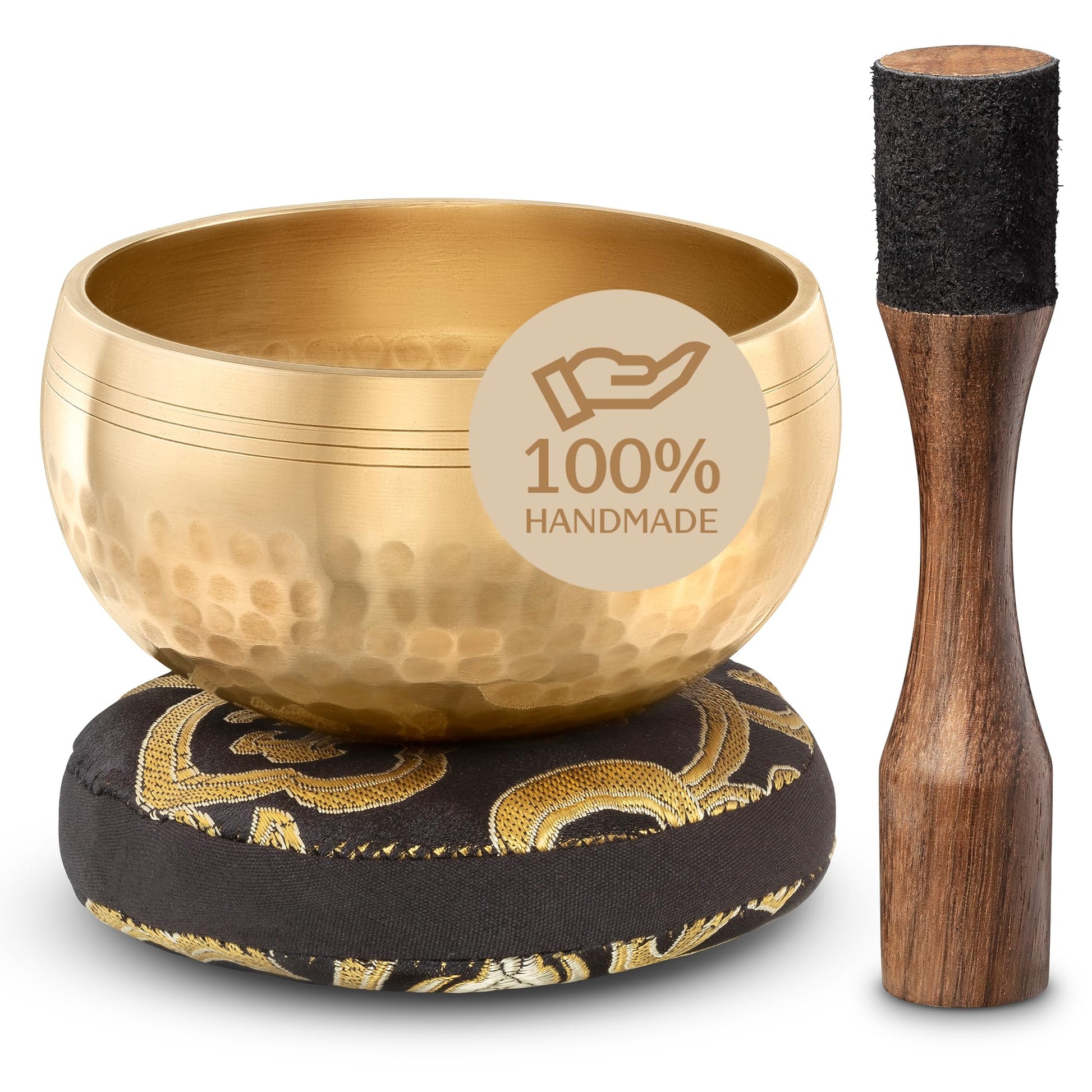 Authentic Tibetan Singing Bowl Set – Sound Bowl & Meditation Bowl with Cushion, Mallet & Guide – Yoga Meditation Kit – Stress Relief Tools – Ancient Himalayan Meditation Tools