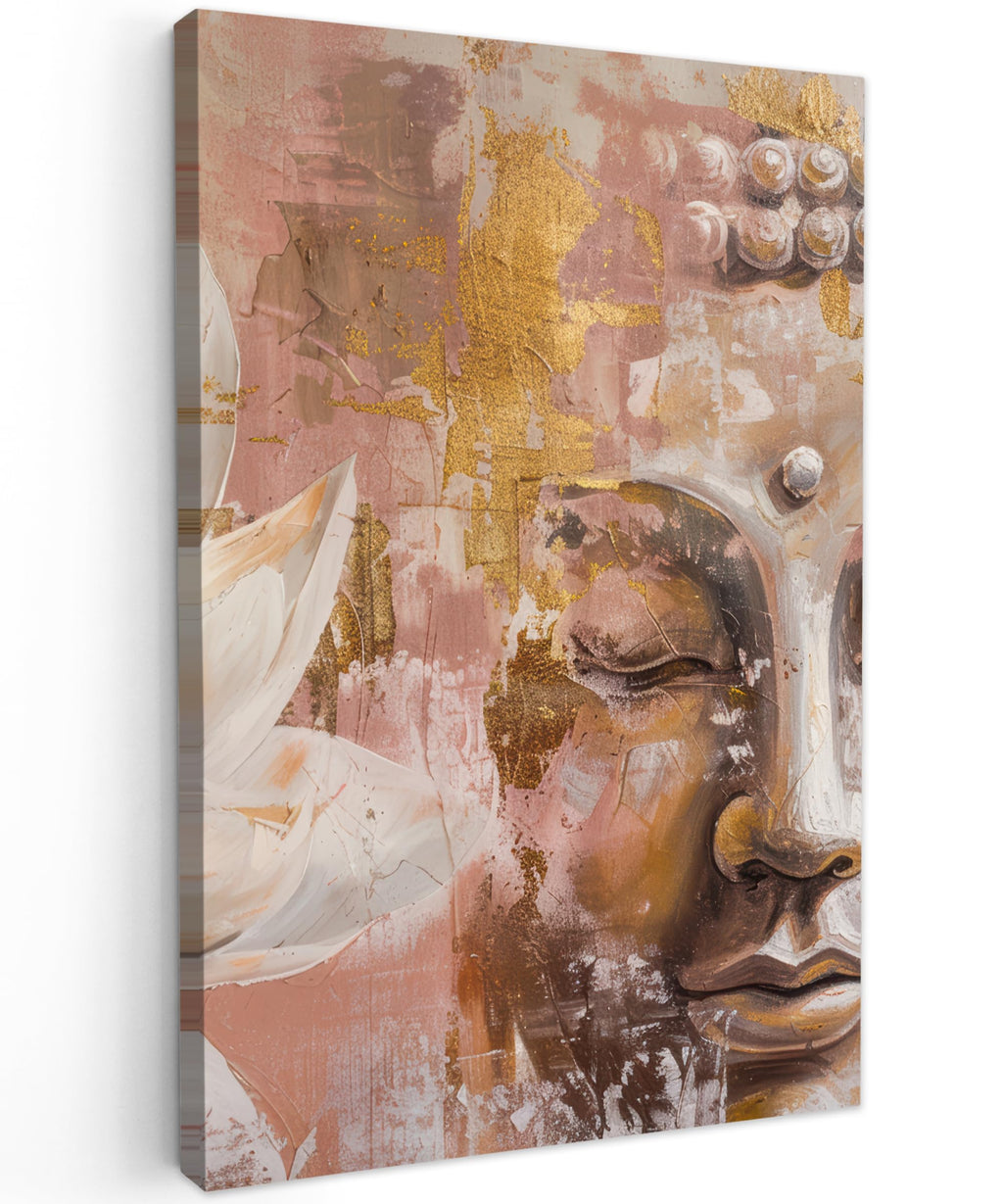 MuchoWow© Wall Pictures Large 120 x 80 cm XXL Bedroom Home Decoration Home Picture Living Room Photo Canvas Wall Pictures Canvas Wall Decor Buddha - Zen - Gold - Luxury - Spiritual