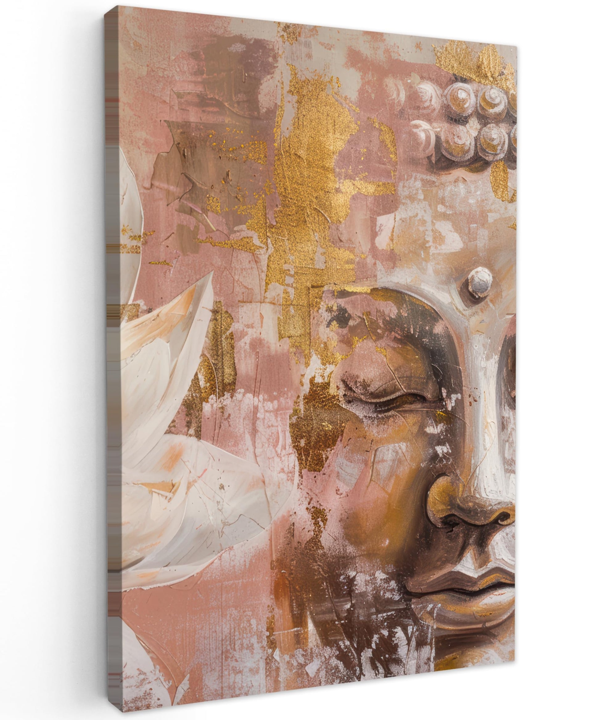 MuchoWow© Wall Pictures Large 120 x 80 cm XXL Bedroom Home Decoration Home Picture Living Room Photo Canvas Wall Pictures Canvas Wall Decor Buddha - Zen - Gold - Luxury - Spiritual