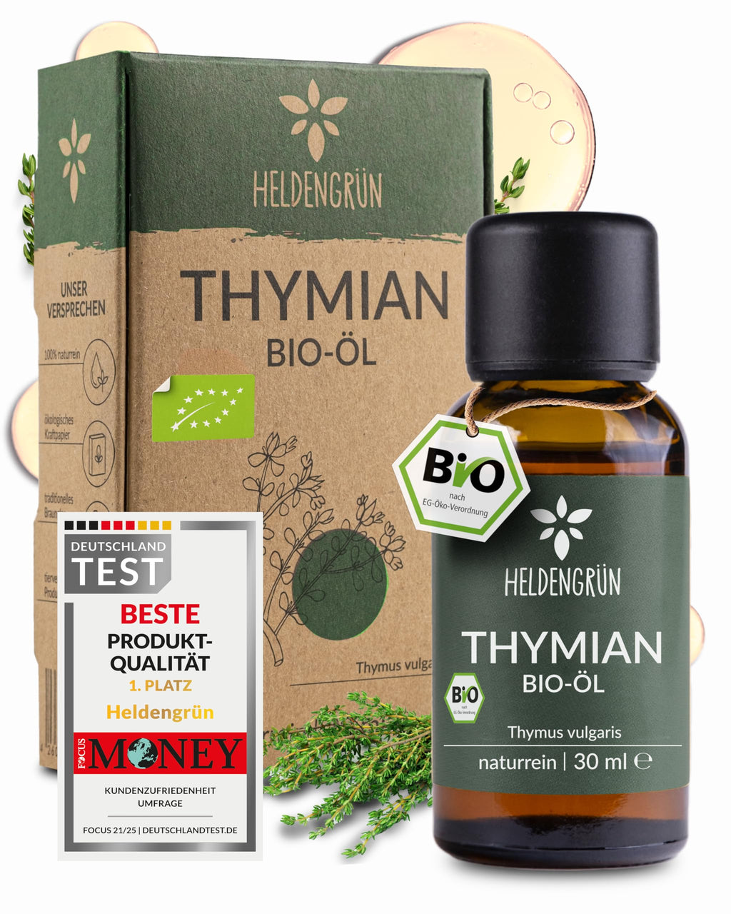 Heldengrün® BIO Orangenöl [100% NATURREIN] Kaltgepresst aus echten Orangen - Orangenöl zum Verzehr - Ätherisches Öl - Duftöl Orange Oil