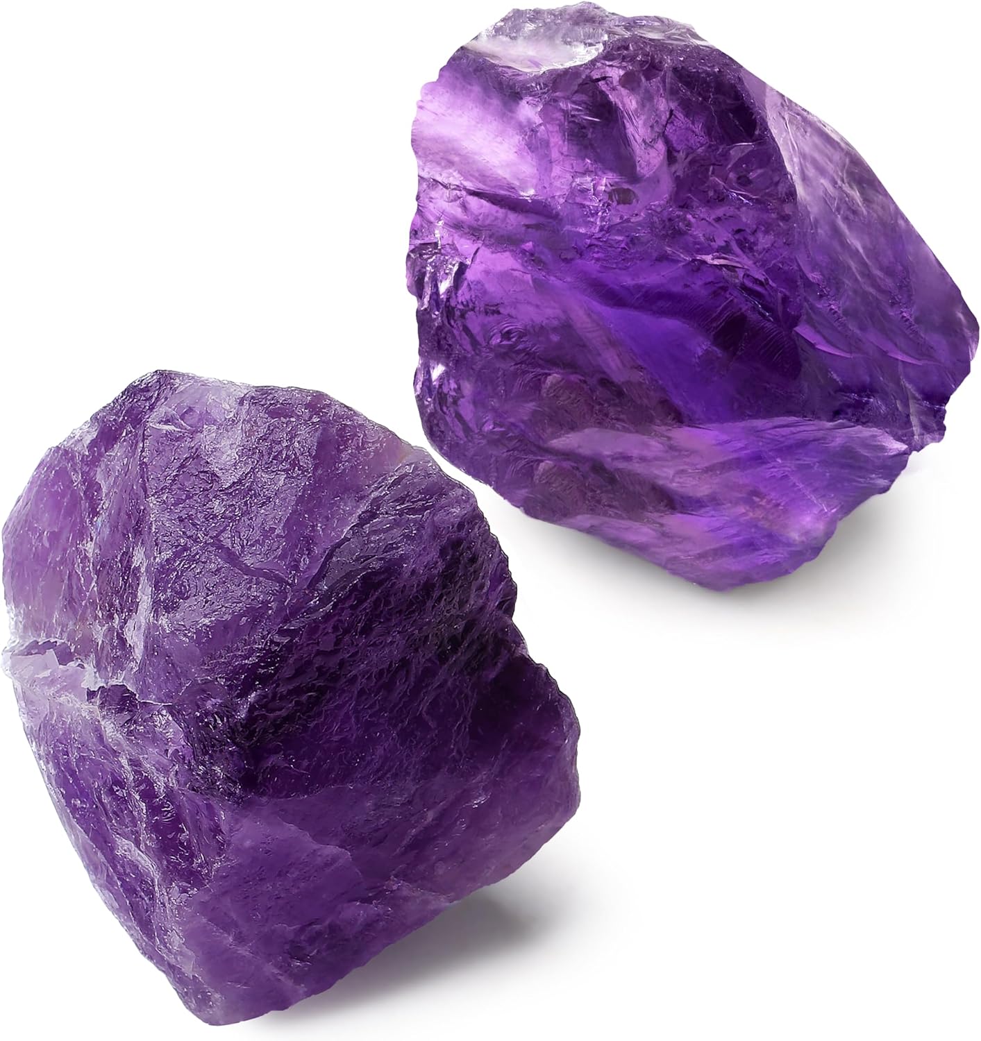 QINJIEJIE Amethyst Large Crystal Rough Stone Pack of 2 100% Natural Stones Crystals Raw Amethyst Stone Premium Water Stone for Meditation Reiki Decorative Stones