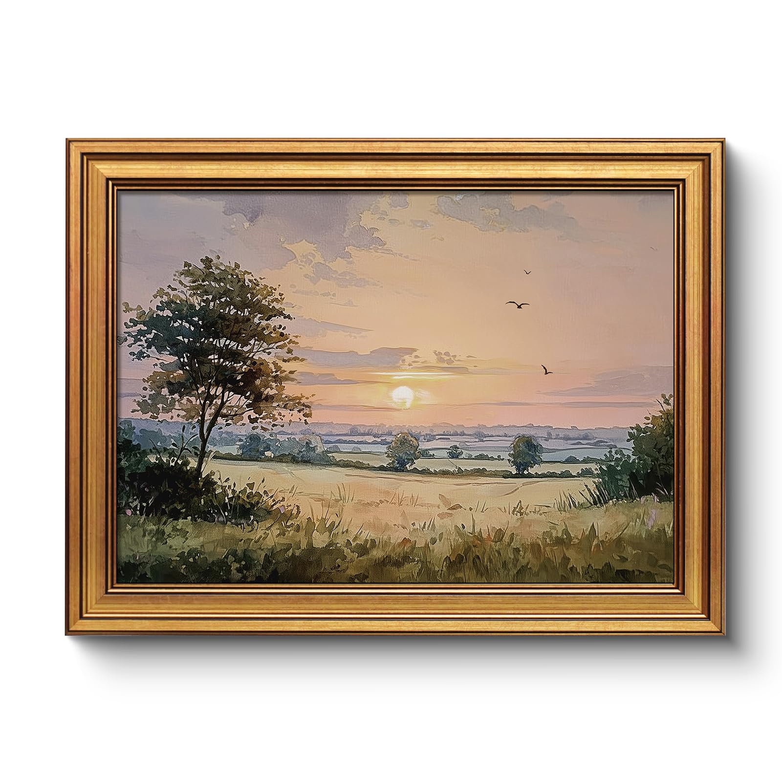 Vintage Sacred Heart of Jesus Christ Canvas Gold Framed Wall Art, 12x16 Inch Religious Oil Painting Artwork, Christian Art Print for Home Living Room Spiritual Spaces Decor