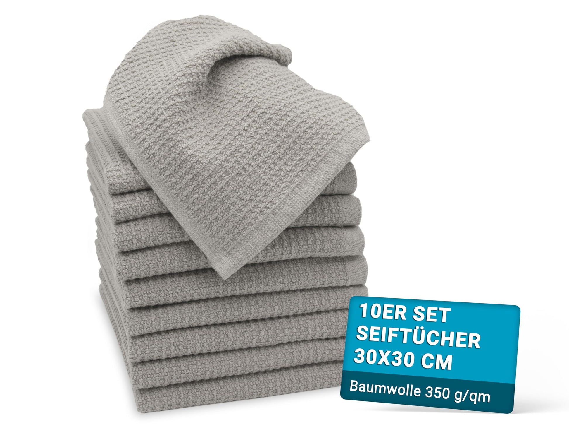 ZOLLNER Set of 10 Flannels in 30 x 30 cm – Durable Hand Towels in Beige – with Practical Hanger – Timeless Waffle Pattern – Washable up to 95 °C – Cotton – Hotel Quality