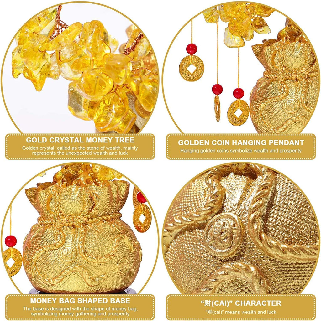 Feng Shui Deko: Geldbaum Feng Shui Geld Baum Feng Shui Bonsai für Glück Geld Glück Ausgleich Citrin Edelstein Baum für DIY Home Office
