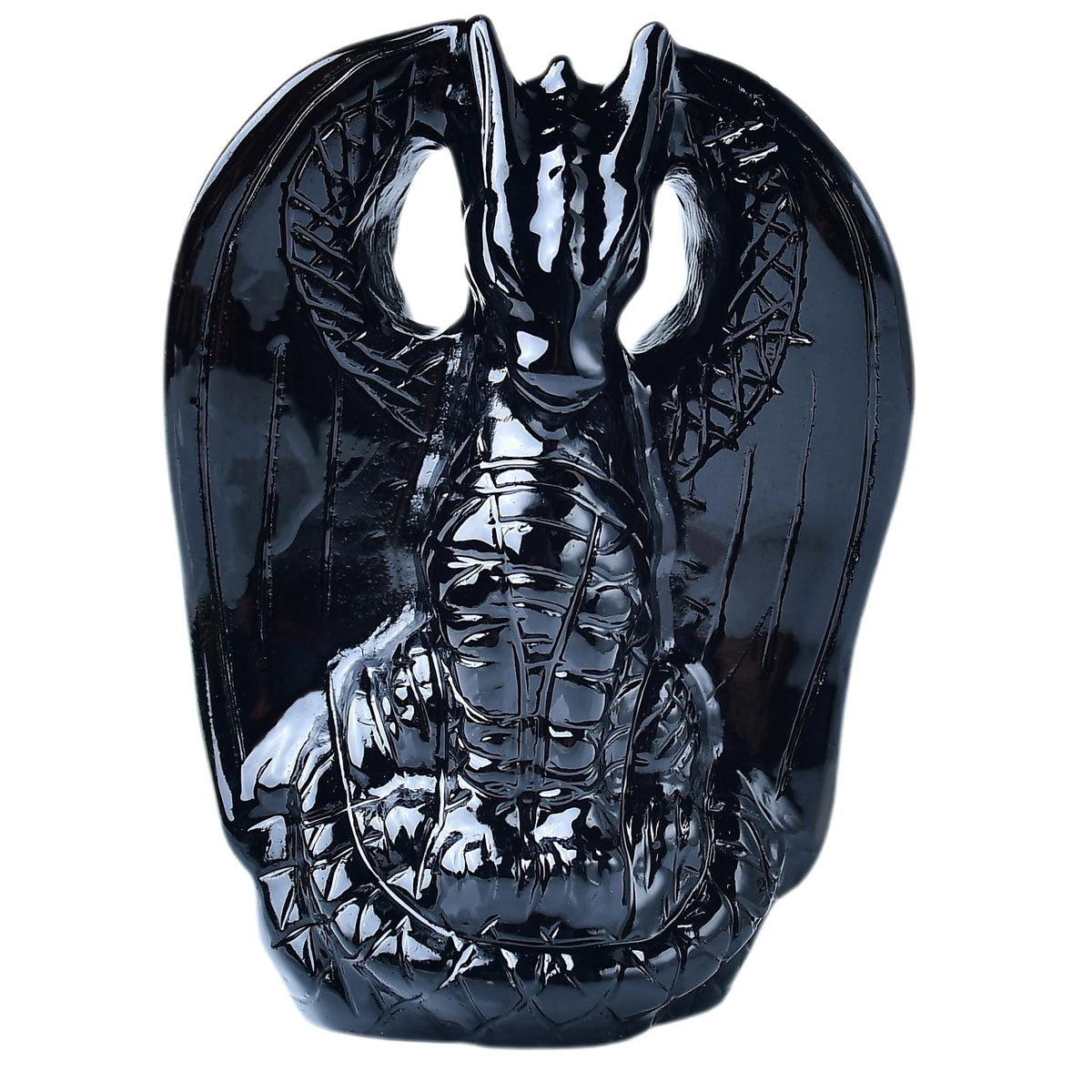 Natural Black Obsidian Dragon Statue – 2" Hand-Carved Crystal Collectible Figurine, Animal Sculpture for Desk, Office & Home Décor, Unique Spiritual Protection Gift for Men and Women