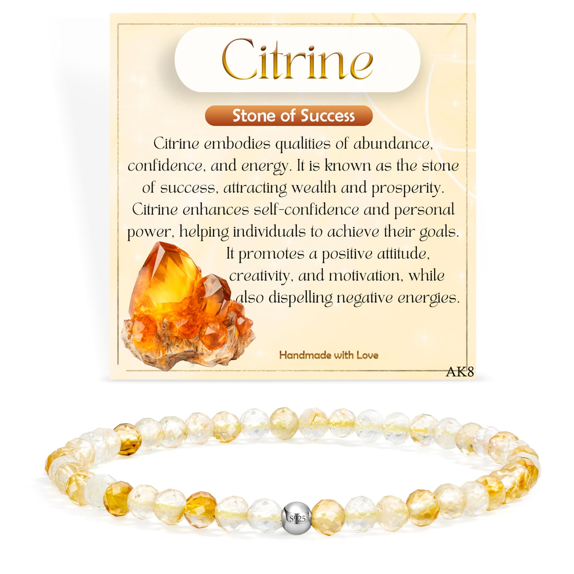 Farfume 4mm Edelstein Perlen Armband für Frauen, Kristall Silber 925 Naturstein Schmuck Elastisch Armbänder Damen, Chakra Spirituelle Charms Armbänder Valentinstag-Geschenke