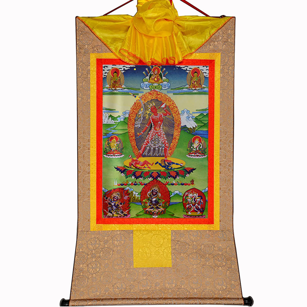 Gandhanra Thangka Tibetische Wandbehang,Naro Khechara Vajrayogini Thangka,Heißgeprägter Buddha Wandteppich für Zen Wohnkultur, Meditation, Spirituelle Entspannung und Ruhe
