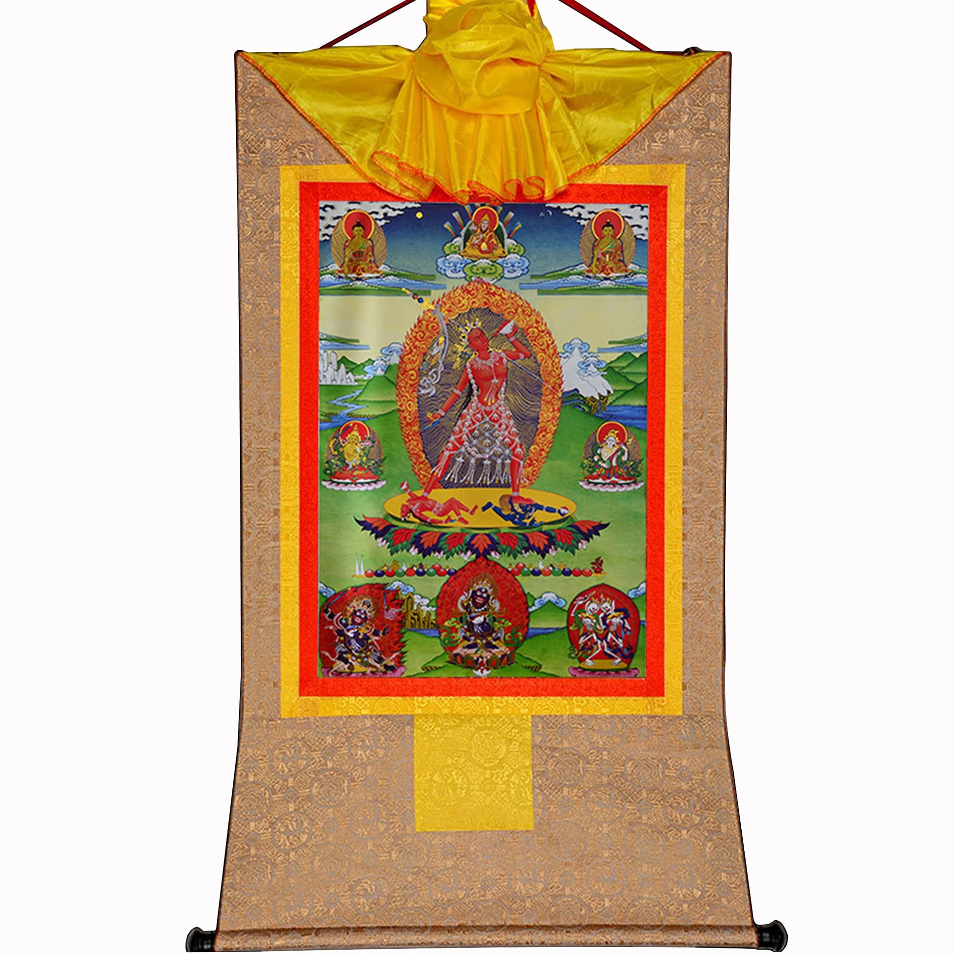 Gandhanra Thangka Tibetische Wandbehang,Naro Khechara Vajrayogini Thangka,Heißgeprägter Buddha Wandteppich für Zen Wohnkultur, Meditation, Spirituelle Entspannung und Ruhe