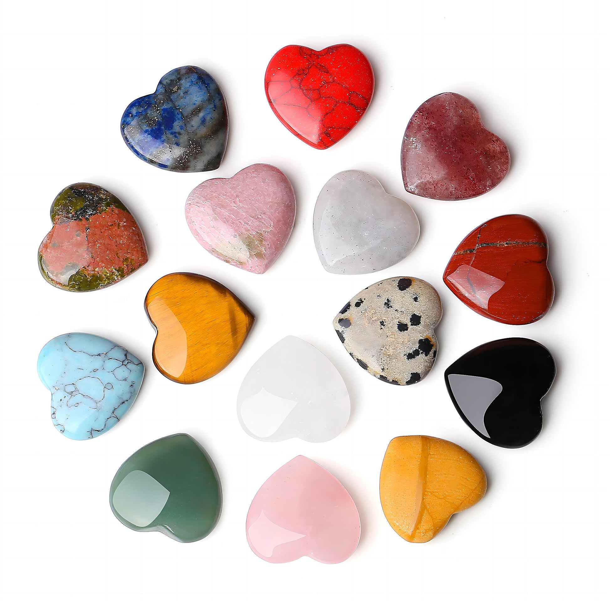 QINJIEJIE Pack of 20 Red Jasper Heart Crystals Valentine's Day Hearts Gift Crystal Anniversary Gift Love Heart Stone Reiki Crystals for Meditation 0.6 Inches