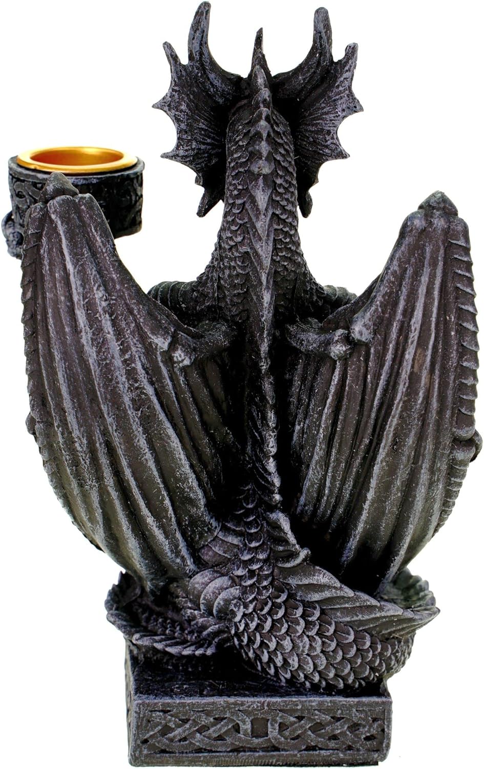 Dragon Candle Holder Figure 16 cm - Mystical Dragon Candle Holder Made of Polyresin - Fantasy Decorative Figure for Living Room, Shelf & Altar - Hand-Painted Dragon Statue with Candle Holder - Gothic