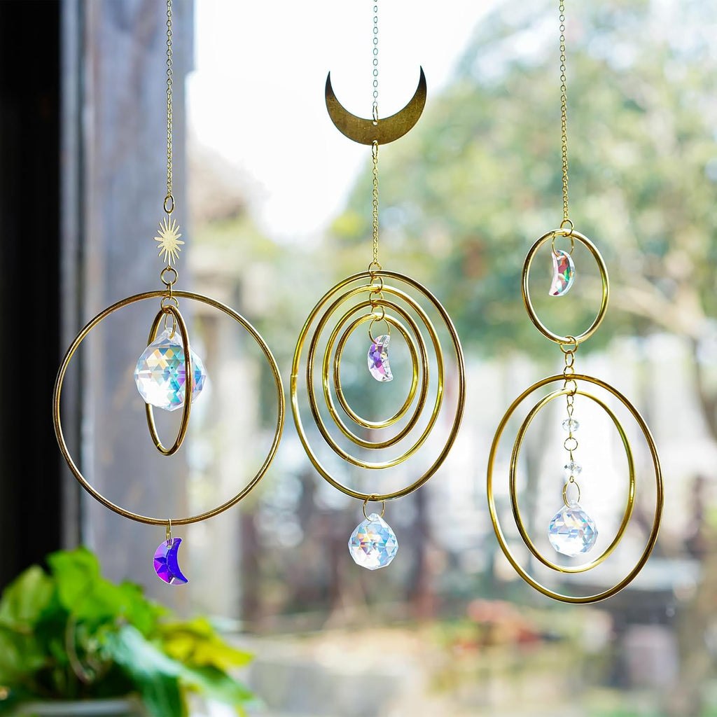 H&D HYALINE & DORA 27,9 cm Sonnenfänger Mond Sonnenfänger Kristall Windspiel zum Aufhängen von Fenstern Kristalle mit Glaskugelprismen für Zuhause, Hochzeit, Garten Dekor