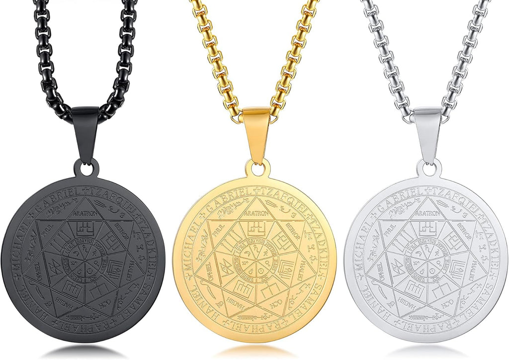 XUANPAI Siegel der Sieben Erzengel Ketten Choker Statement Halskette Talisman Anhänger Amulett Schmuck für Männer
