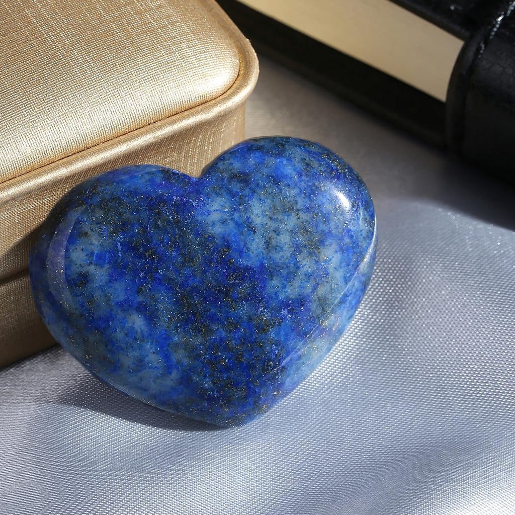 45 mm Groß Lapislazuli Herz Kristalle Edelsteine Geschenke für Frauen, Reiki Heilsteine Handschmeichler Stein für Valentinstag, Geburtstage, Jahrestag, Muttertag und Thanksgiving Tag