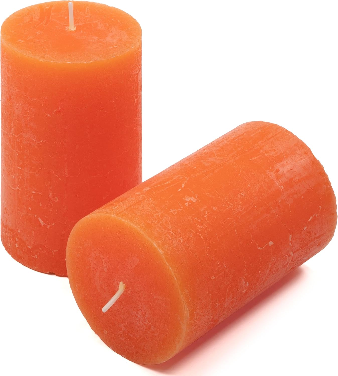 Rustic Candle Height 11.5 cm Diameter 6.8 cm Long Burning Time Round Candle Pillar Candles Candle Decoration Table Candles Christmas Candles Wedding Decoration (Orange, 6)