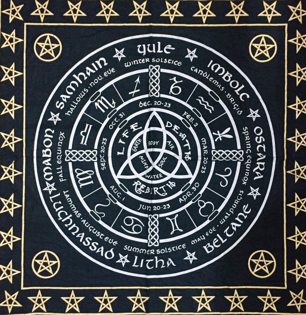 INDACORIFY Altar Tablecloth with Fringe Old Tarot Witchcraft Spread Tablecloth Meditation Spiritual Holy Cloth 18 x 18 Inches (Golden Snake)