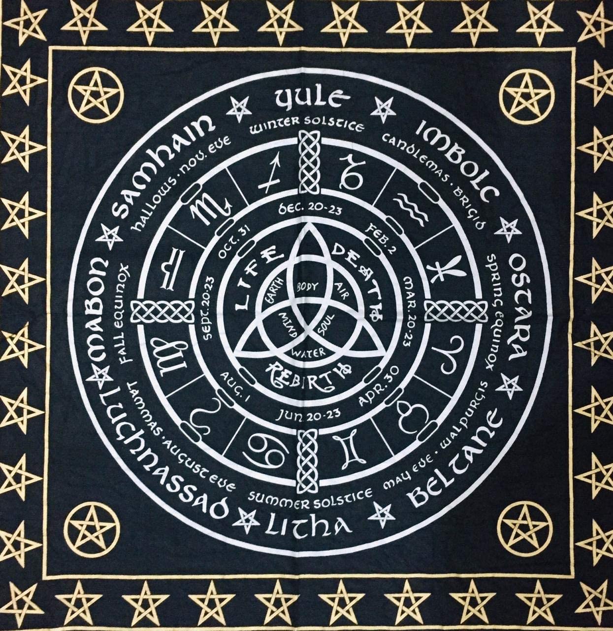INDACORIFY Altar Tablecloth with Fringe Old Tarot Witchcraft Spread Tablecloth Meditation Spiritual Holy Cloth 18 x 18 Inches (Golden Snake)