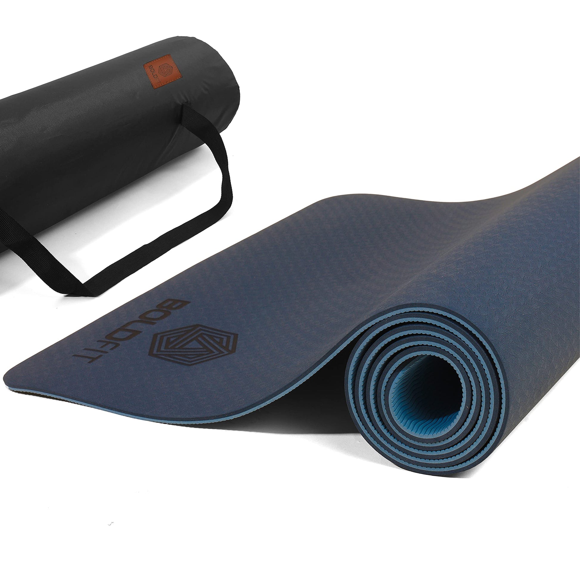 Boldfit Yoga Mat for Women and Men with Cover Bag TPE Material Extra Thick Exercise Yoga Mat for Men for Workout, Yoga, Fitness, Exercise Mat Anti Slip Mat, -Yoga Mat Gym Mat 6mm -Blue Pink