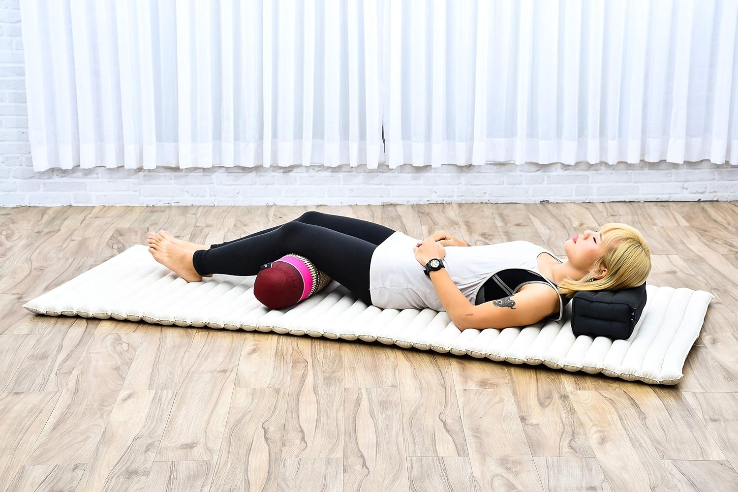 Leewadee Pilatesrolle Yoga Bolster Yogakissen Ökologisches Naturprodukt, Kapok