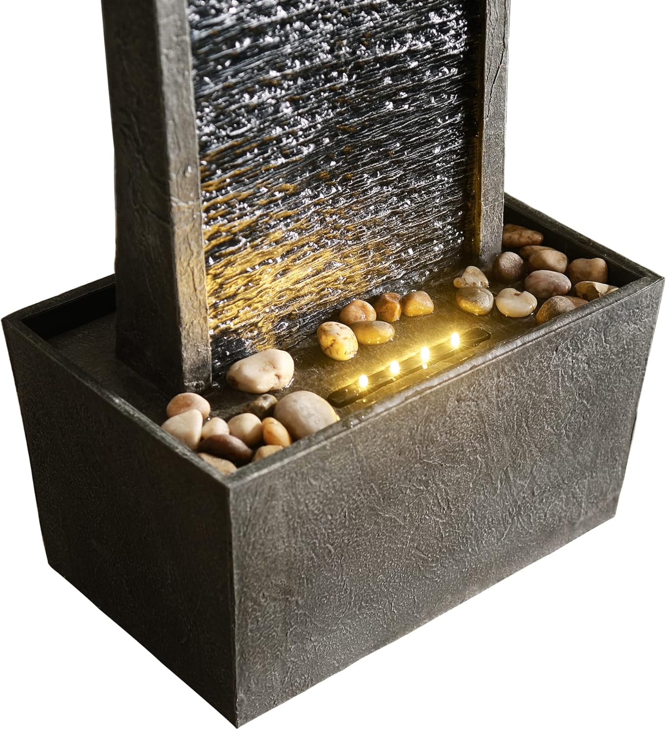 Peaktop RJ-19041-EU Garden Patio Stone 38 Inch Upright Waterfall Fountain