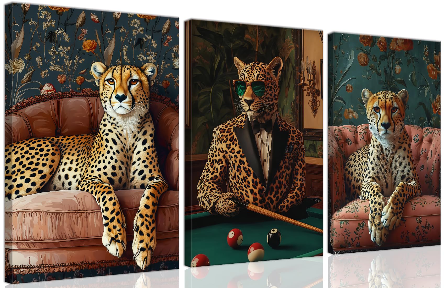 Yoga and Flower themed Meditation Wall Art Set of 3, Spiritual Meditation Women's Match with Flower and Lotus Patterns Canvas Poster Prints Painting,for Yoga Meditation Room,Bedroom,Framed 12X16in