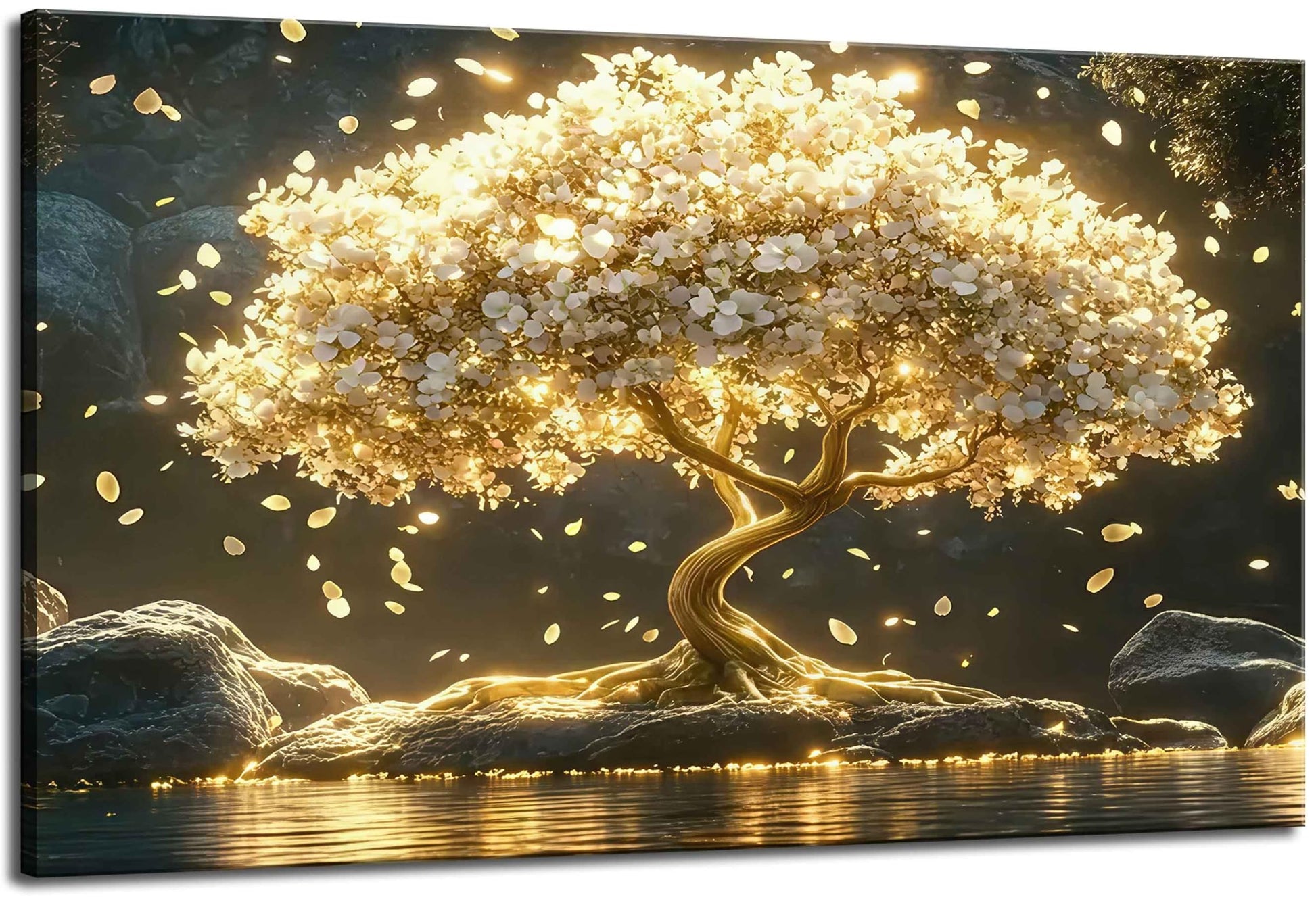 Large Buddha Lotus Canvas Wall Art Abstract Gold and Grey Zen Buddhism Decor painting Pictures Modern Serene Meditation Posters Prints for living room Bedroom Office Hallway Home Decoration