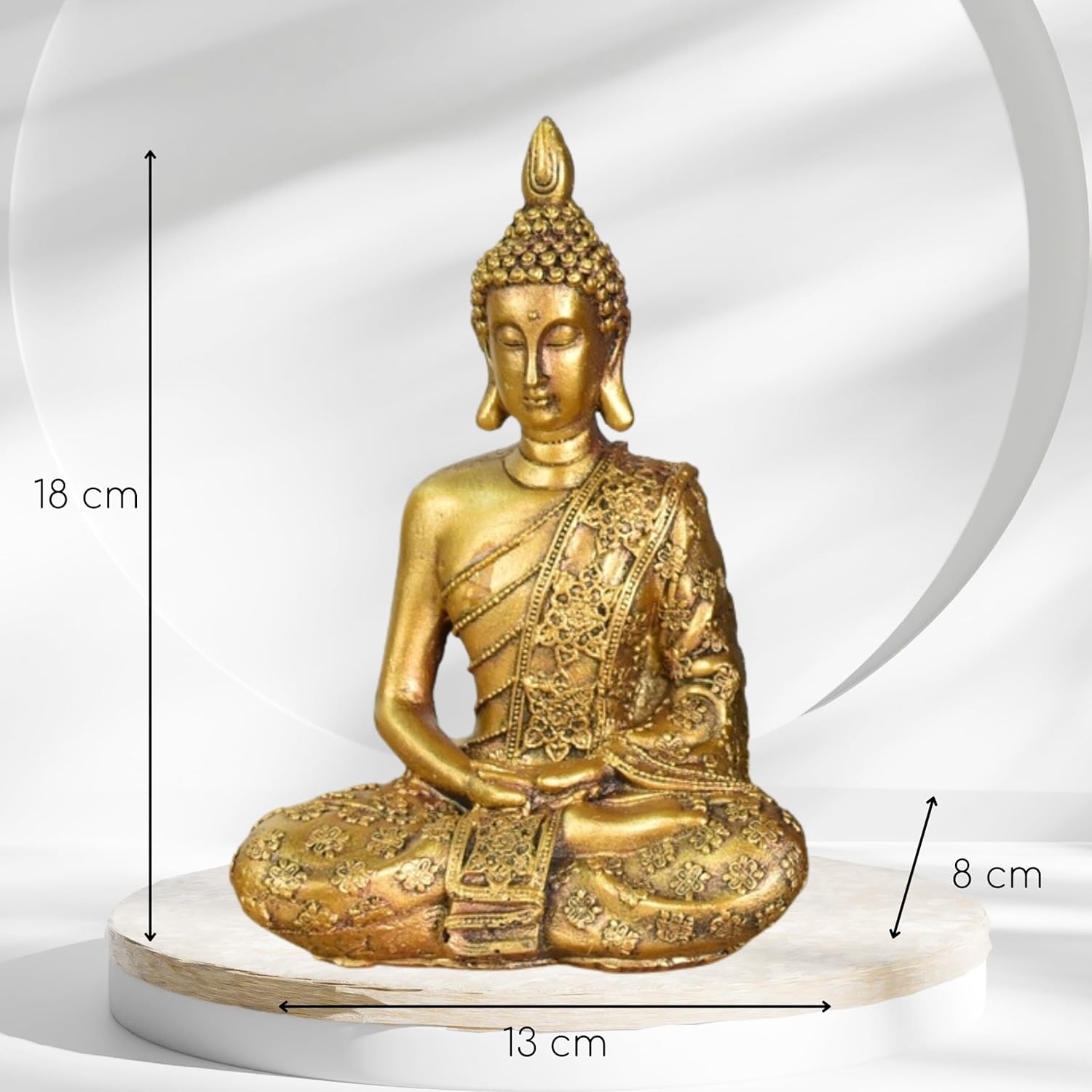 Zen'Light - Buddha-Kopf-Figur Sanci - Dekoration für Zen, Meditation und Feng-Shui - Geschenk für entspannende und spirituelle Atmosphäre - Buddha-Statue - Höhe: 18 cm - Farbe: Gold