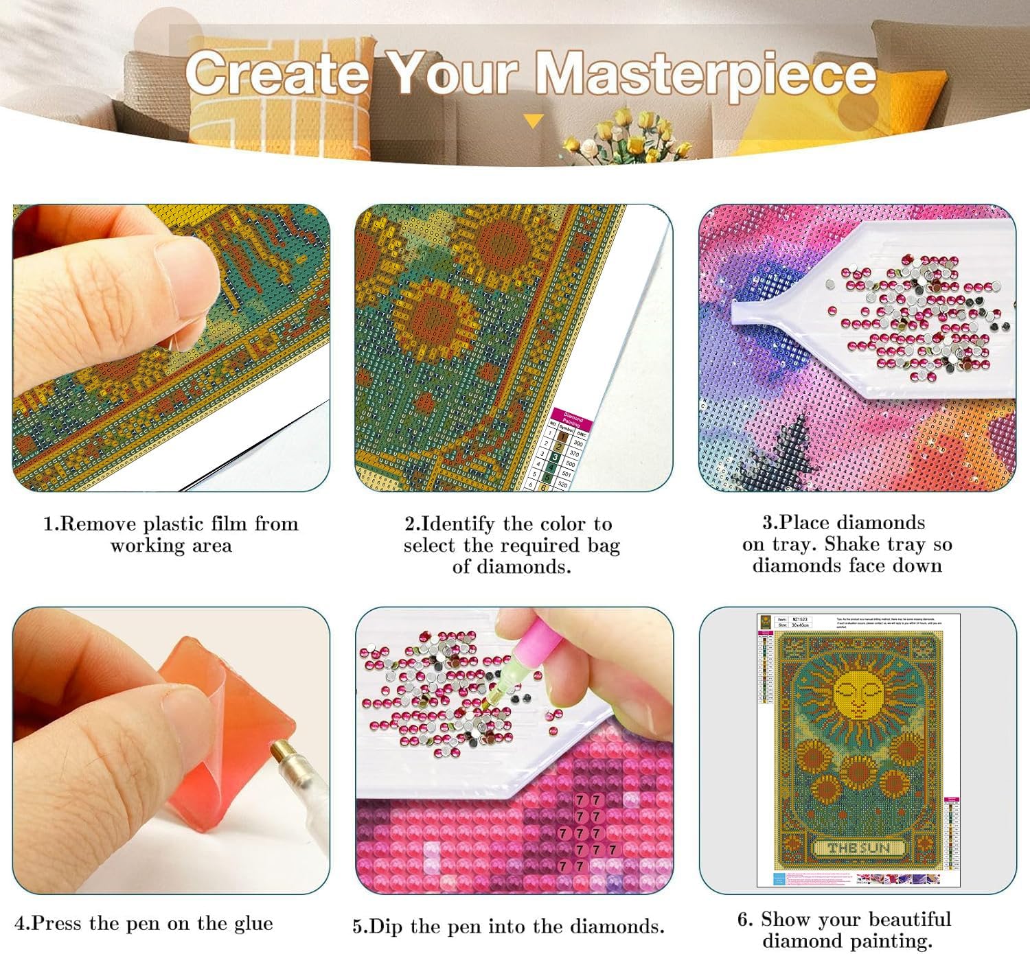 Axquilon 3 Pack Tarot Diamond Art Kits for Adults 12x16 inch