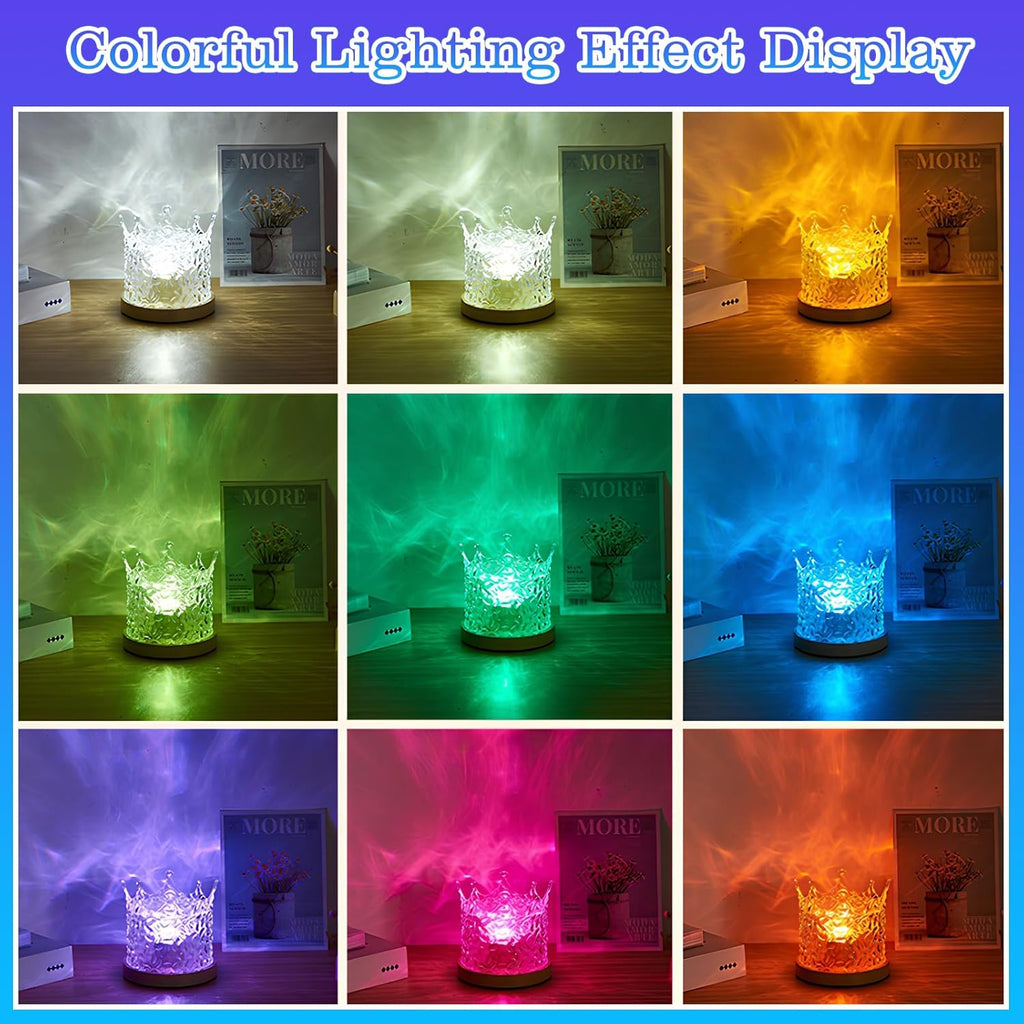 Jinlaili Wasserwellen Aurora Lampe, Aurora Projector, Polarlicht Lampe, Lavalampe, mit 16 Beleuchtung-Effekten, LED Nachttischlampe, Nachttischlampe Touch Dimmbar fur Schlafzimmer/Wohnzimmer