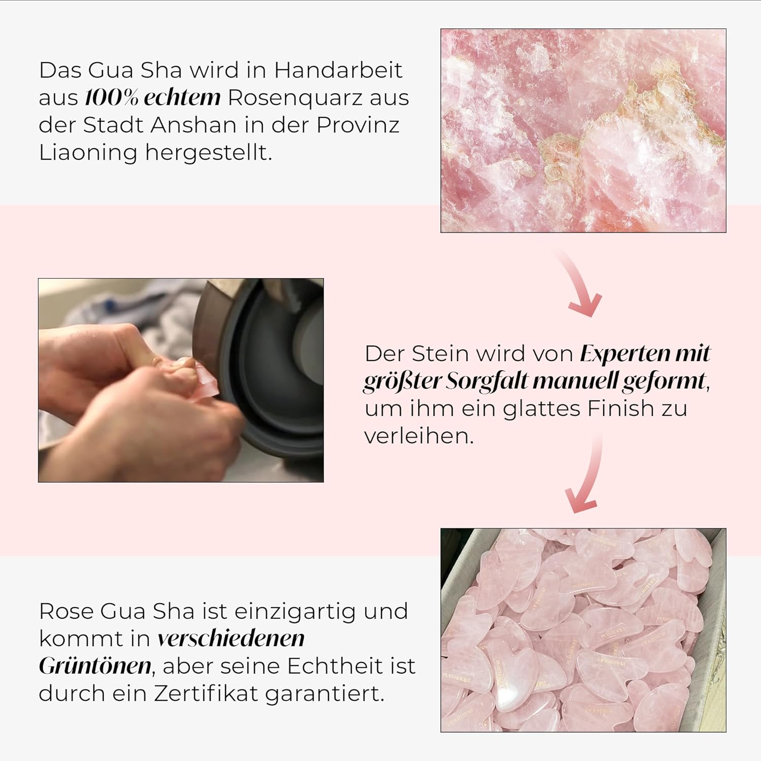 Plantifique Gua Sha Stone – Natural Rose Quartz Massage Roller – Gua Sha Made of Rose Quartz – Face Massage for Eye Swelling Skin Tightening of Face – Gua Sha Stone Original – Face Massager