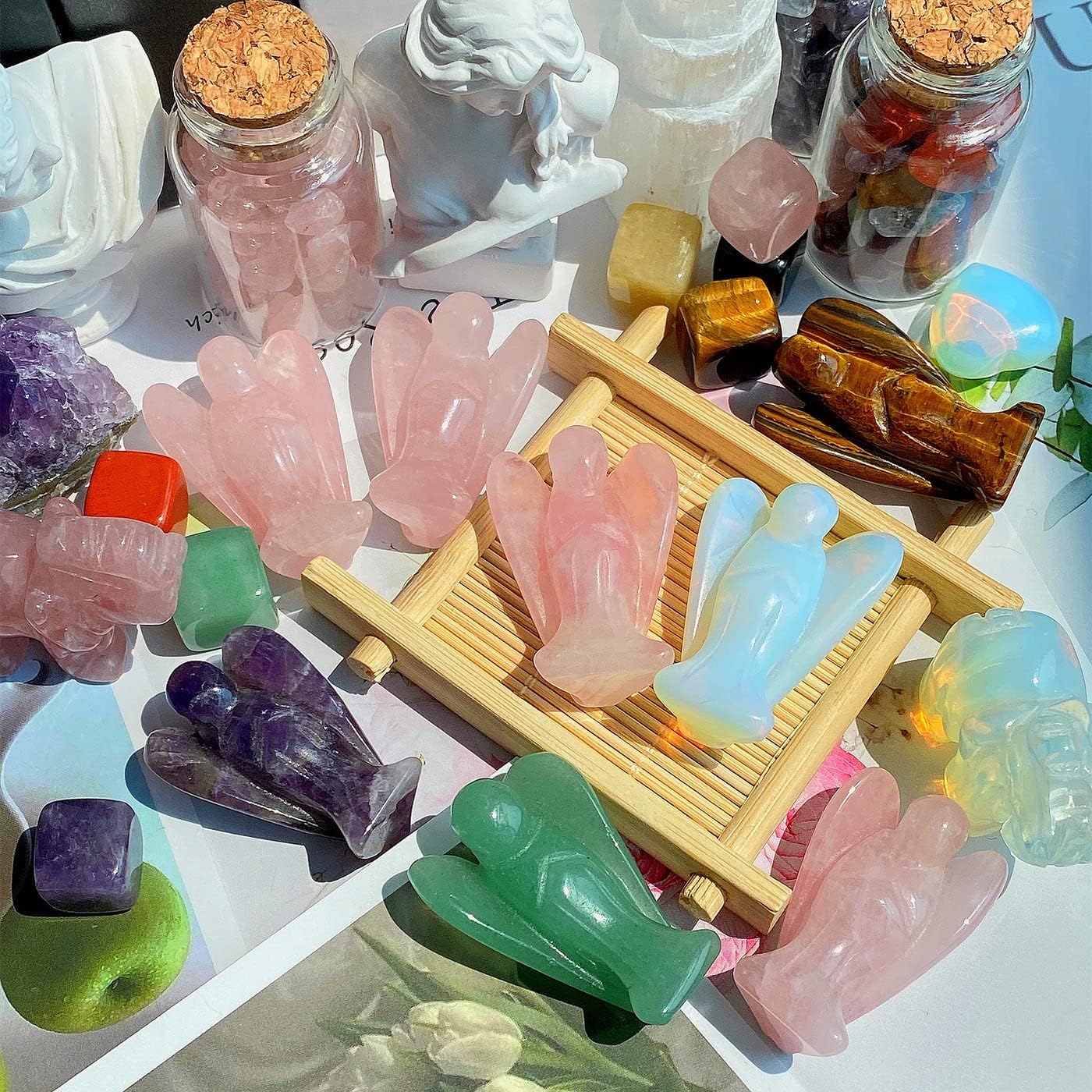 XIANNVXI Obsidian Schutzengel Kristalle Engel Figur Heilung Kristall Edelsteine Poliert Steine Statue Reiki Angel Figur Schutzengel Geschenk