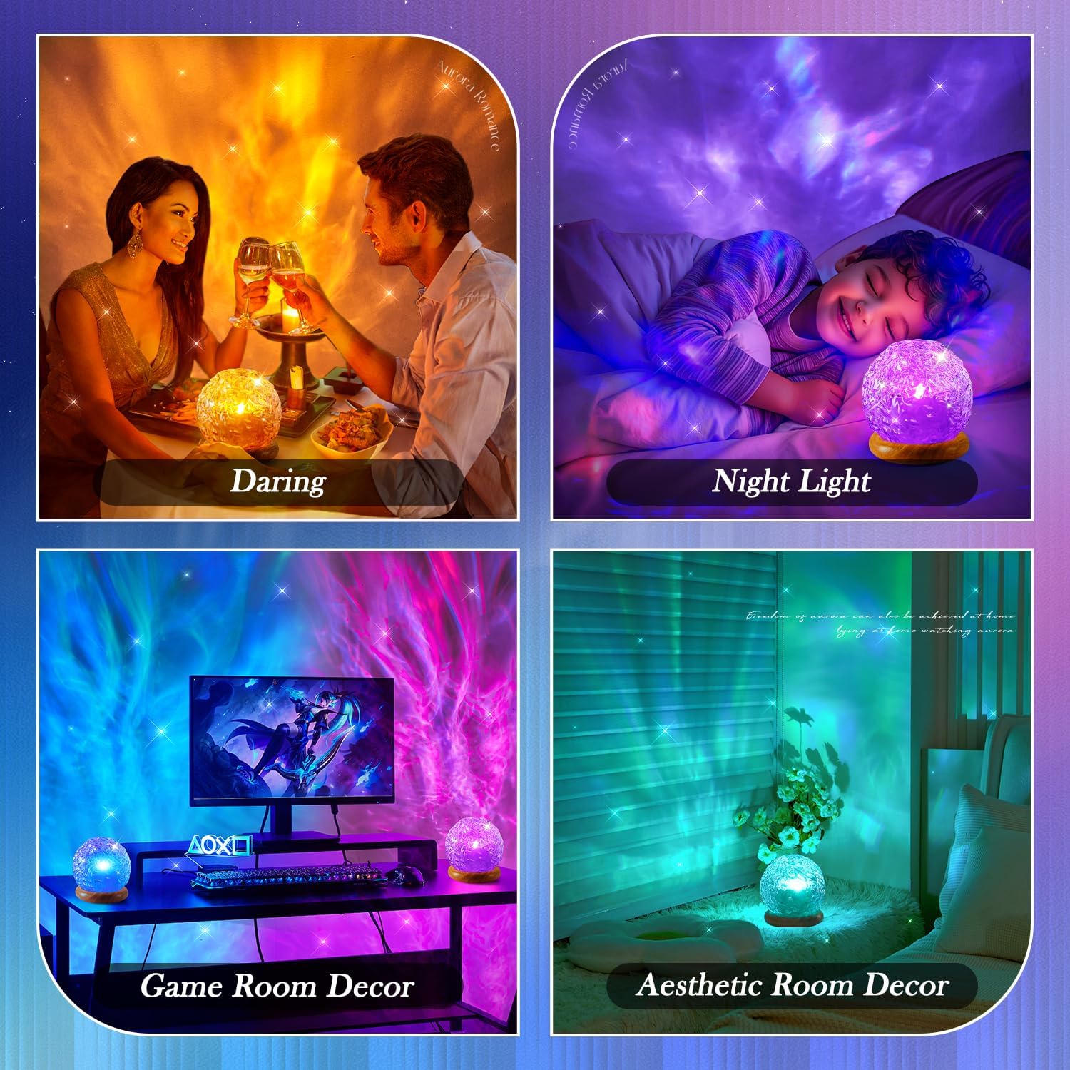 PIKOY Sternenhimmel Projektor als Kristallkugel mit 18 RGB Farben, dimmbar & Timer – eine Premium Deko für Gaming & Schlafzimmer und das ideale Geschenk für Frauen & Männer & Kinder.