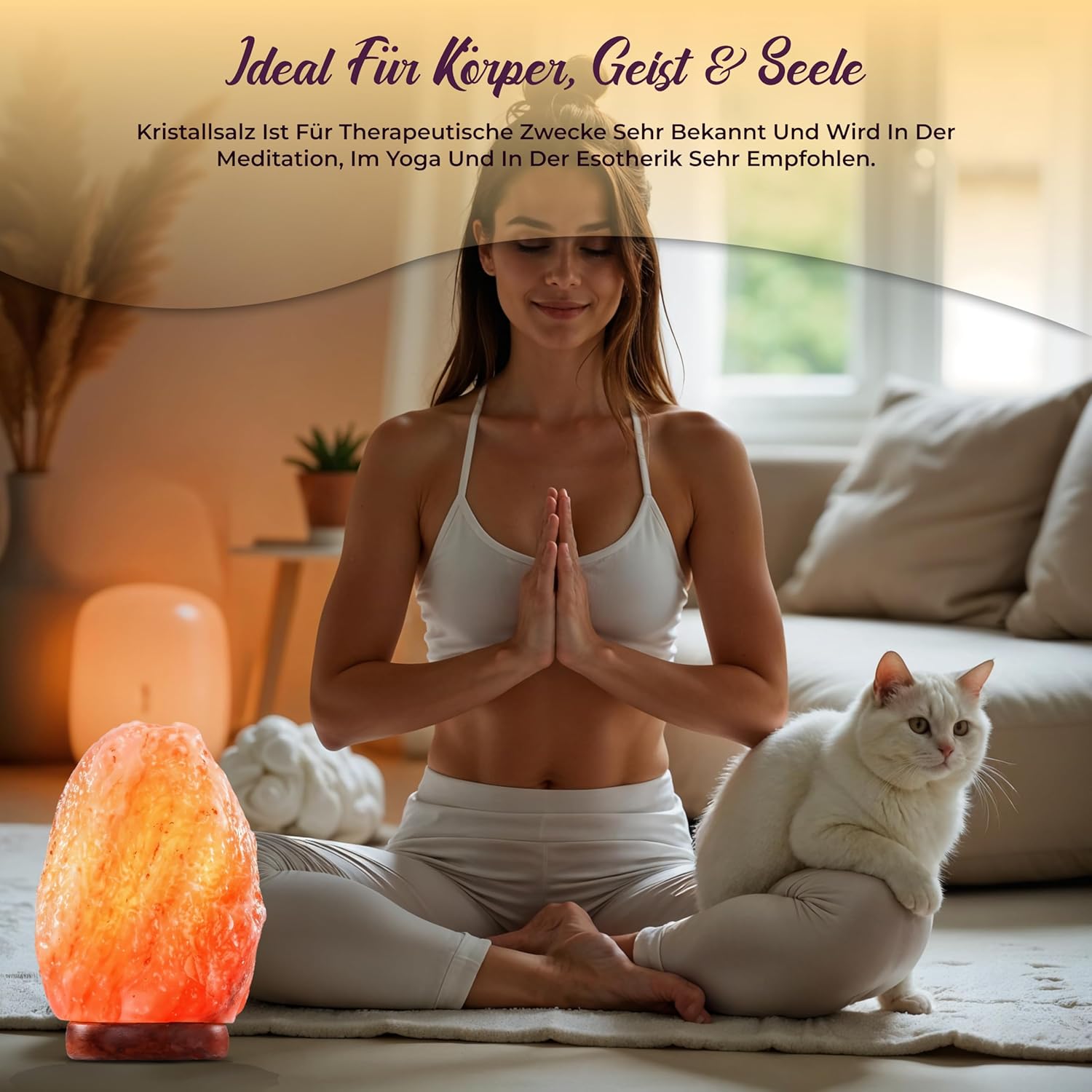 Heimtex Himalaya Salt Lamp - Natural Shape Salt Crystal Lamp from the Salt Range - 4-7 kg Salt Lamp with Cable and Replaceable Light Bulb Made of Pure Salt Stone