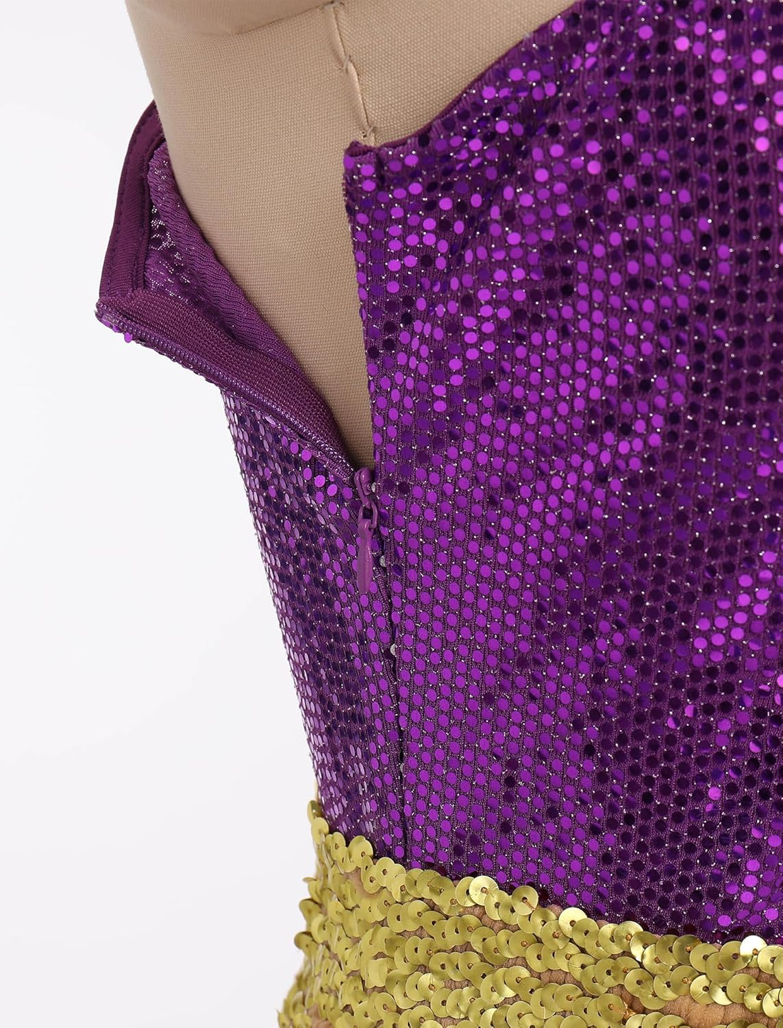 IBAKOM Women Sparkly Praise Dance Tunic Dress One Shoulder Gltter Sequins Worship Overlay Adult Church Liturgical Dancewear