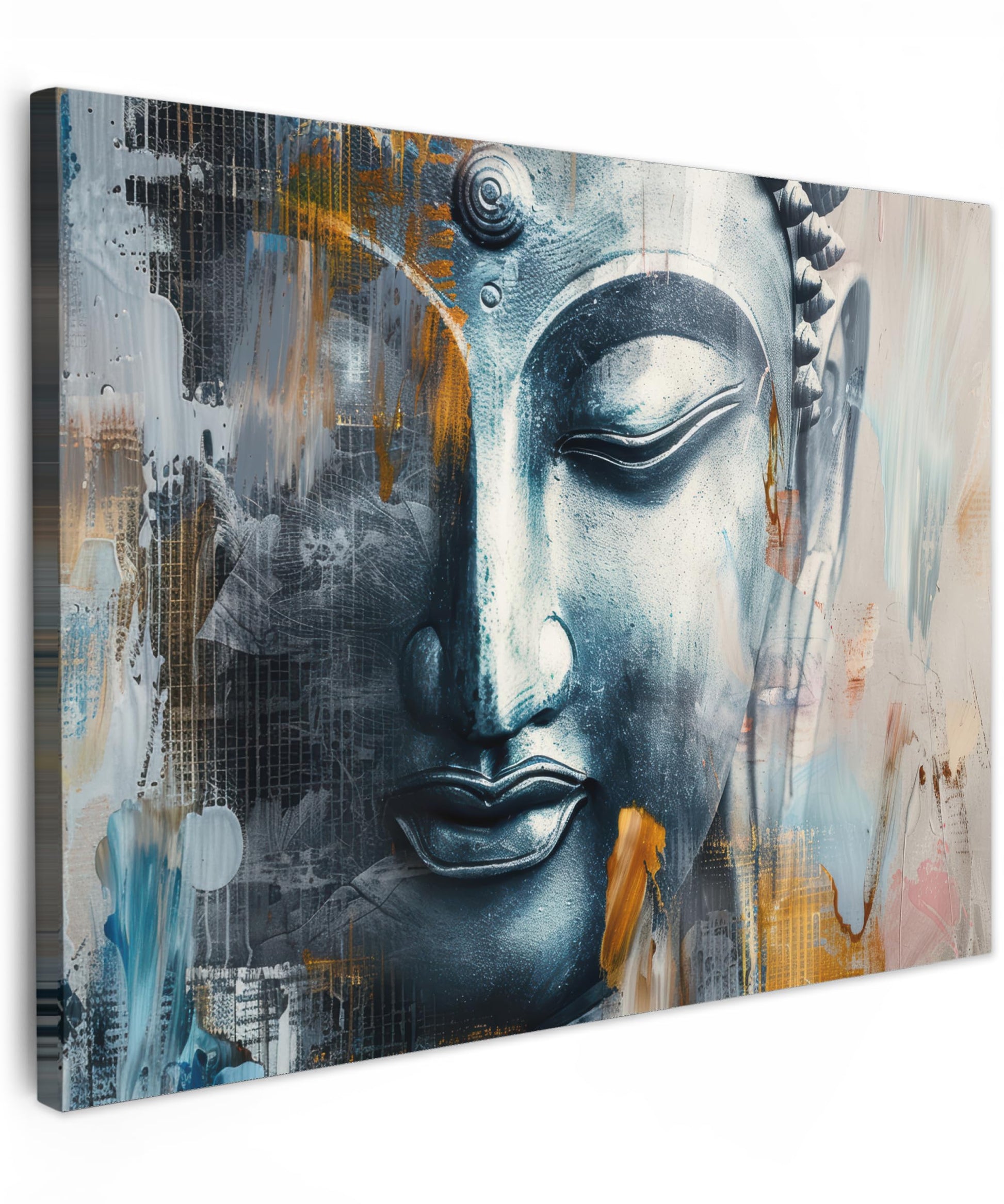 MuchoWow© Wall Pictures Large 120 x 80 cm XXL Bedroom Home Decoration Home Picture Living Room Photo Canvas Wall Pictures Canvas Wall Decor Buddha - Zen - Gold - Luxury - Spiritual