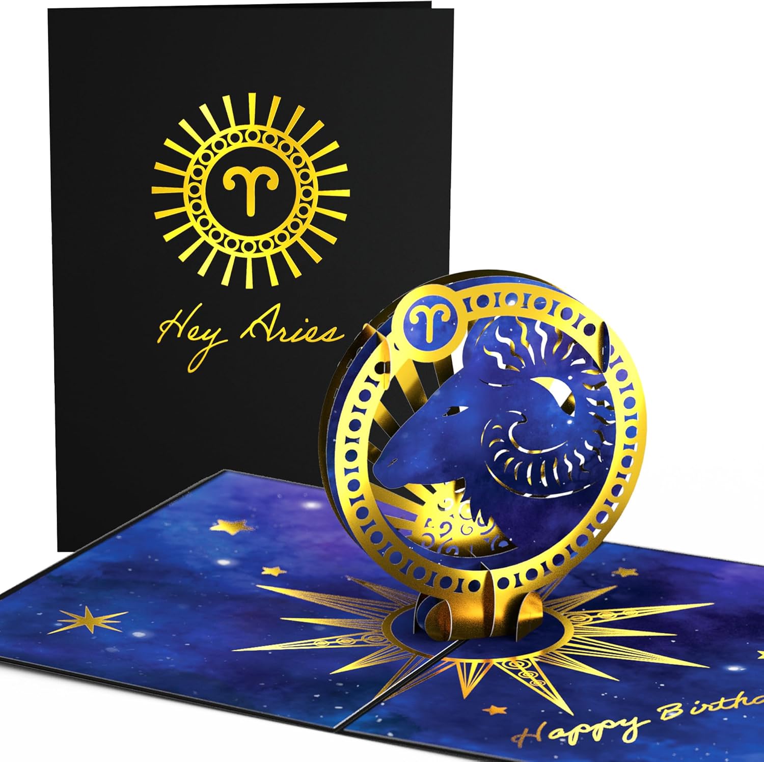 Lovepop® Sternzeichen Widder Geburtstag 3D Pop-Up Karte Geburtstagskarte Zodiac Aries | Hochwertige Gold-Effekte | Fach für Geld & Gutscheine | Premium-Umschlag