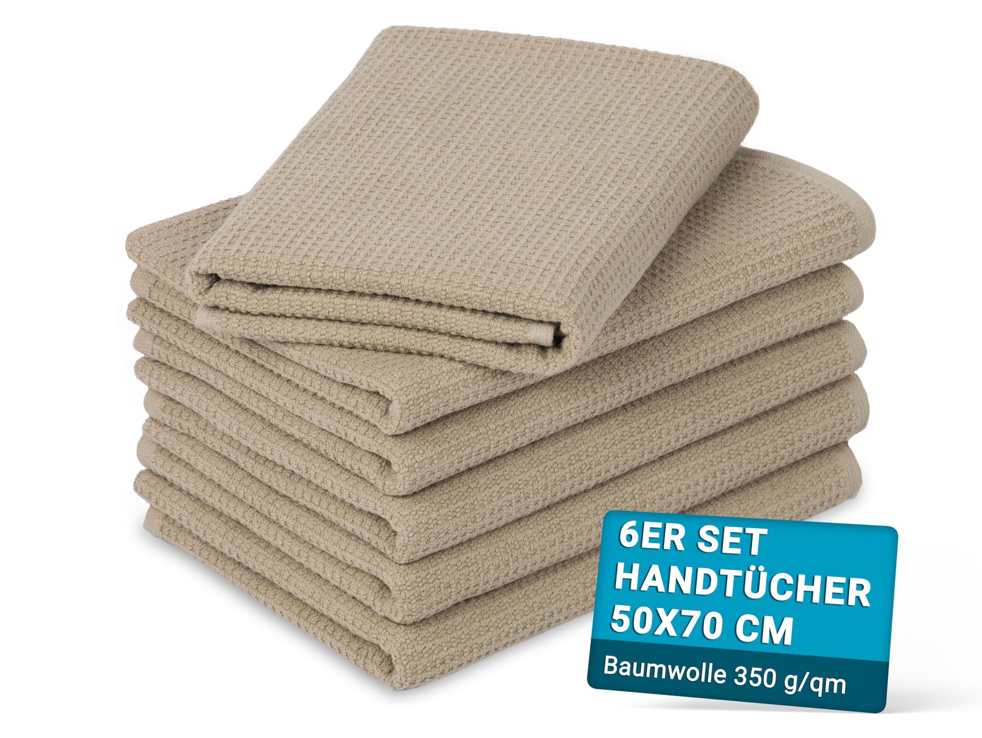 ZOLLNER Set of 10 Flannels in 30 x 30 cm – Durable Hand Towels in Beige – with Practical Hanger – Timeless Waffle Pattern – Washable up to 95 °C – Cotton – Hotel Quality
