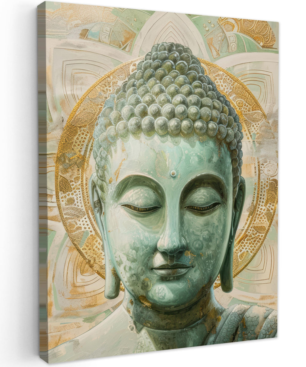 MuchoWow© Wall Pictures Large 120 x 80 cm XXL Bedroom Home Decoration Home Picture Living Room Photo Canvas Wall Pictures Canvas Wall Decor Buddha - Zen - Gold - Luxury - Spiritual