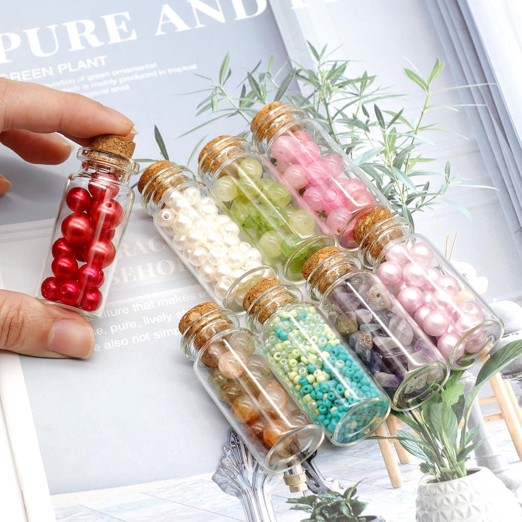 Acetiti 36 Stück Mini Glasflaschen, 10ml Wunschflaschen mit Korken Kleine Glasflaschen Zaubergläser leere Nachricht Flaschen für Hochzeit Wunsch, Party Dekoration, Kunst & Handwerk, Geschenk