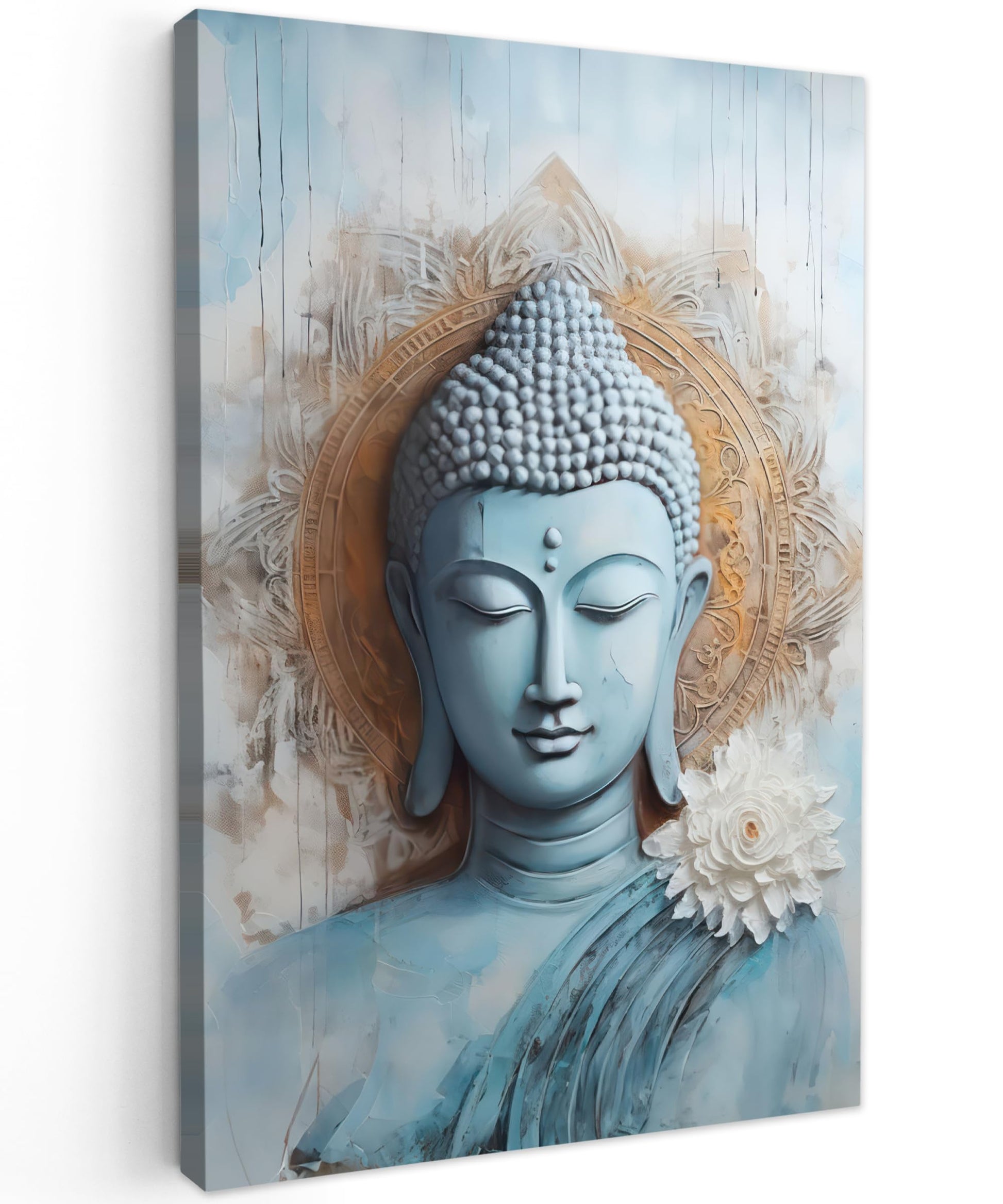 MuchoWow© Wall Pictures Large 120 x 80 cm XXL Bedroom Home Decoration Home Picture Living Room Photo Canvas Wall Pictures Canvas Wall Decor Buddha - Zen - Gold - Luxury - Spiritual