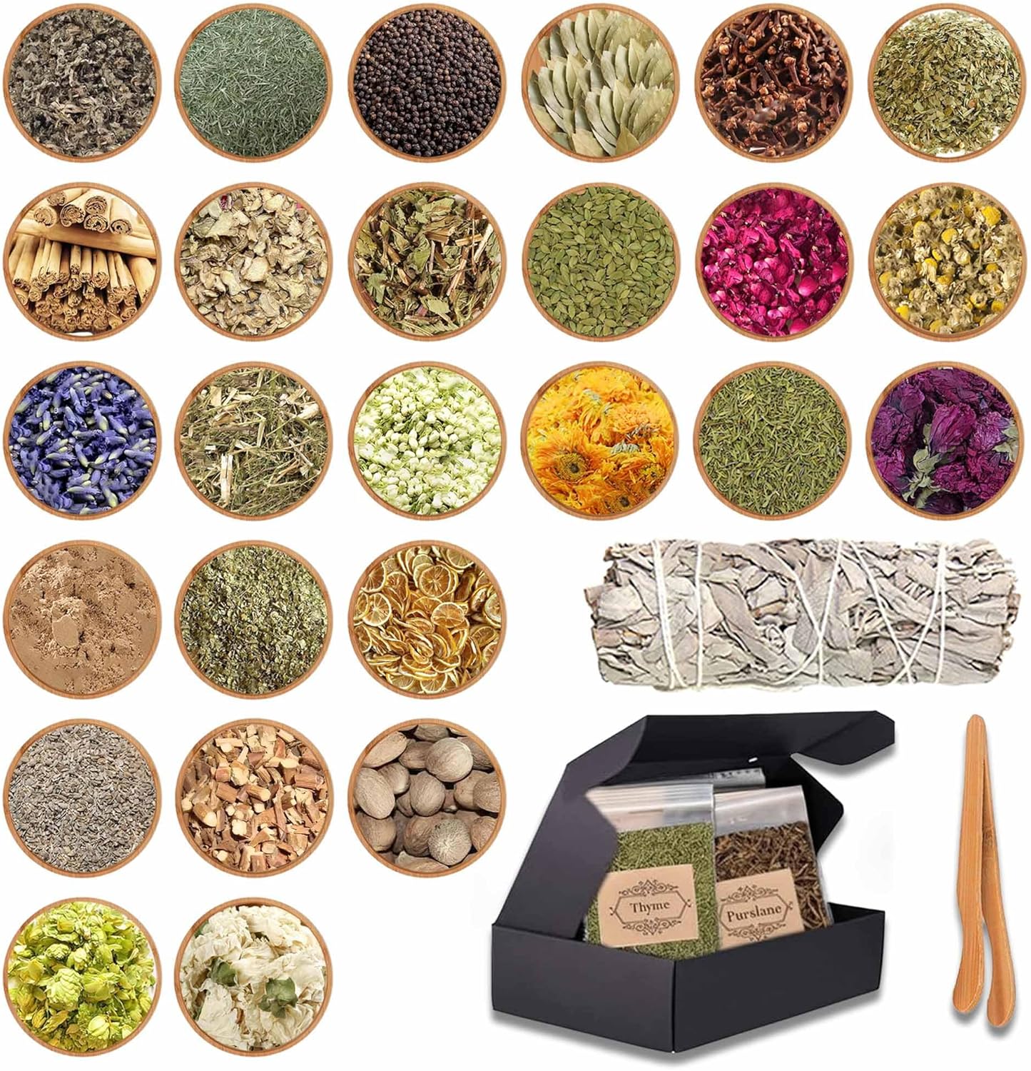 Hexenwerk-Set - 27-teilig mit Kräutern, getrockneten Pflanzen & Blumen, Pagan- und Wicca-Zubehör, Kerzenmach-Set für Erwachsene, Mystische Geschenke für Frauen