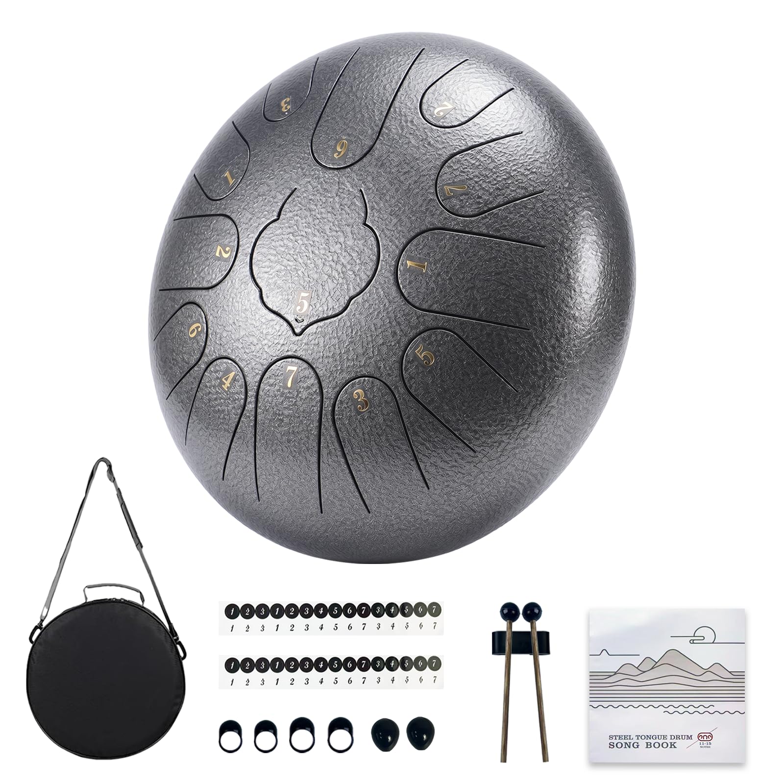 TUOKING Steel Tongue Drum 6 Inch 8 Notes D Major Rain Drum for Outside