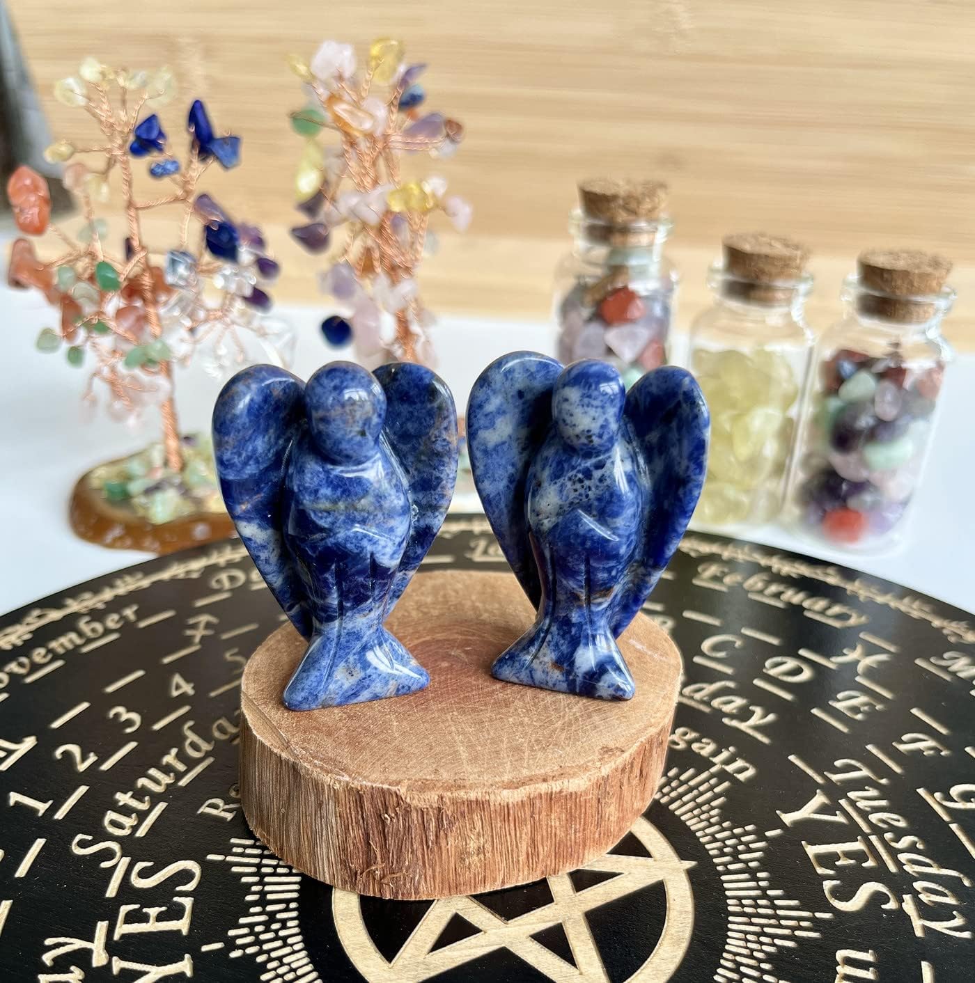 XIANNVXI Guardian Angel Crystals Blue Sodalite Angel Figure Healing Crystal Gemstones Polished Stones Statue Reiki Angel Figure Guardian Angel Gift
