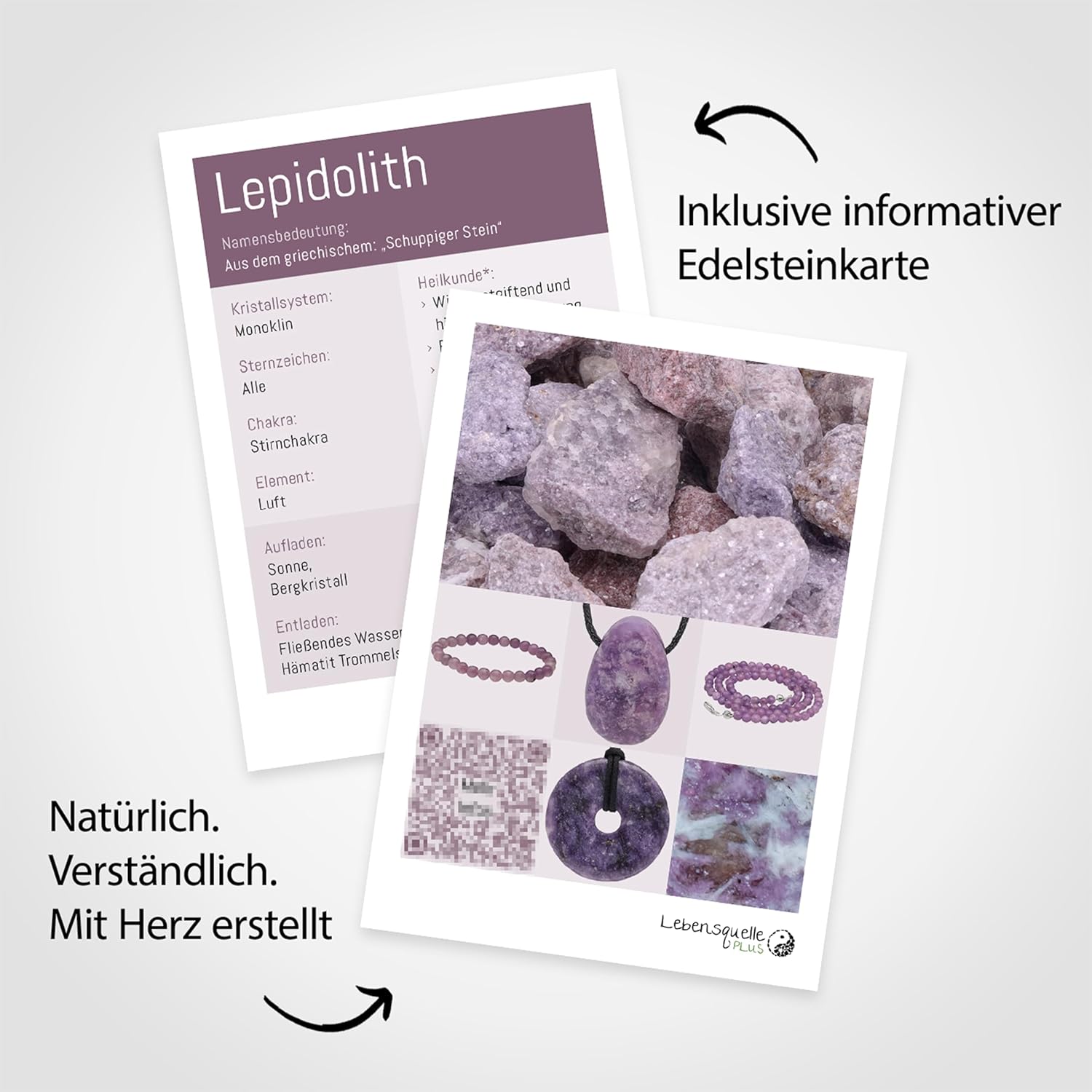 Lebensquelle Plus Edelstein Kugelkette + 925 Silber Verschluss | Ø 4mm Kugeln Karabinerverschluss 45cm lang | Hochwertige Kette