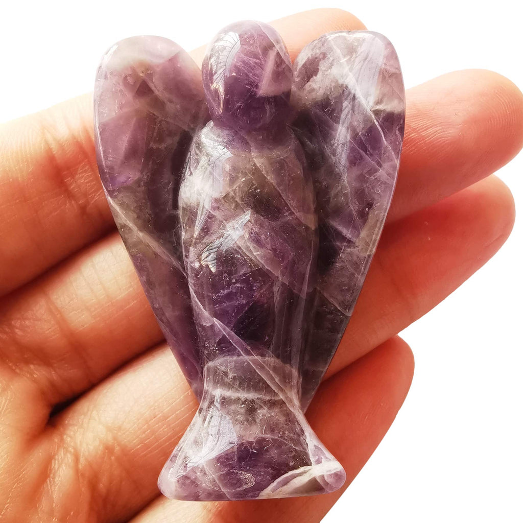 Natural Kambaba Jasper Guardian Angel Statue, Hand Carved Stone Healing Crystal Bag Figures Decoration, 5 cm