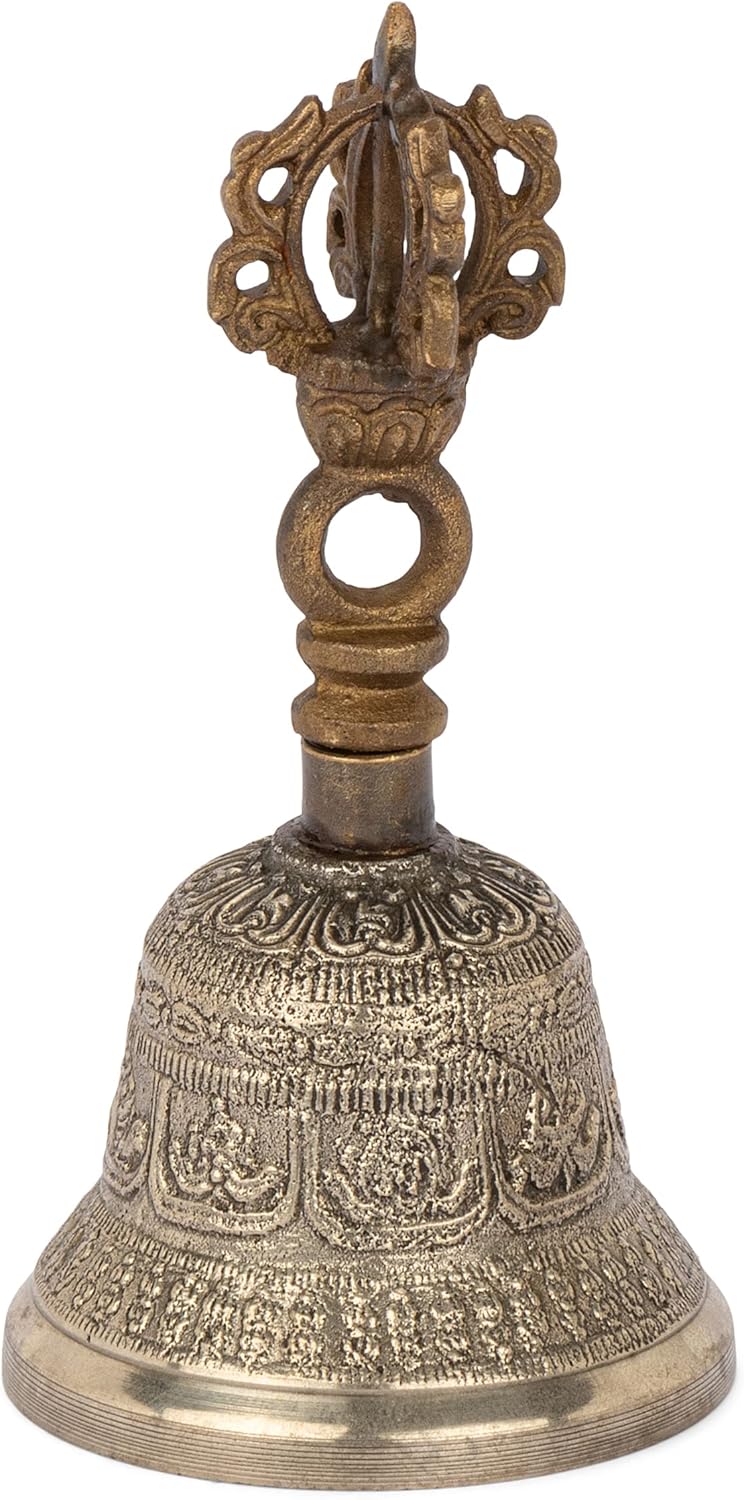 NKlaus Glocke mit Dorje Griff 11cm Ritualgegenstand im Buddhismus Meditationsglocke 2660