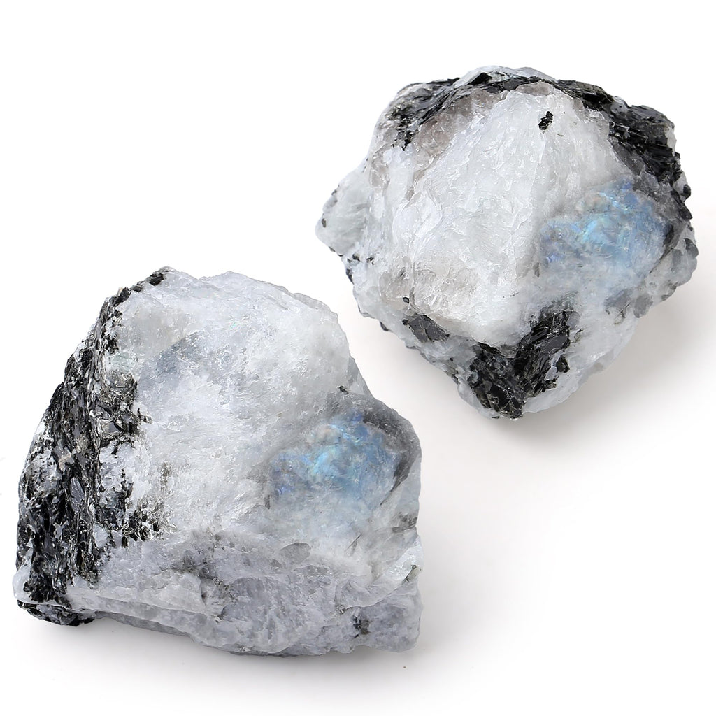 QINJIEJIE Obsidian Große Kristall Rohstein 2 Stück 100% Natursteine Kristalle Raw Steine Premium Wasserstein für Meditation Reiki Dekosteine